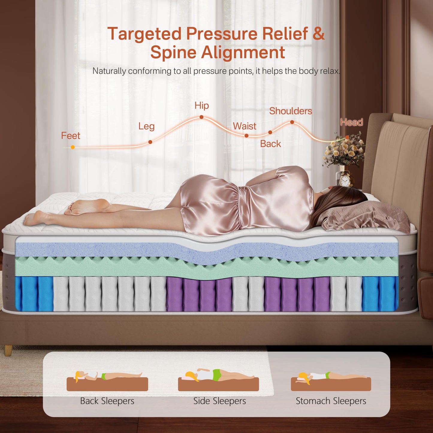 California King Mattress, 14 Inch Luxury Hybrid Cal King Mattress in a Box, Cooling Gel Memory Foam & Pocket Springs, Pressure Relief, Medium Firm, Edge Support, Fiberglass-Free, 365-Night Trial
