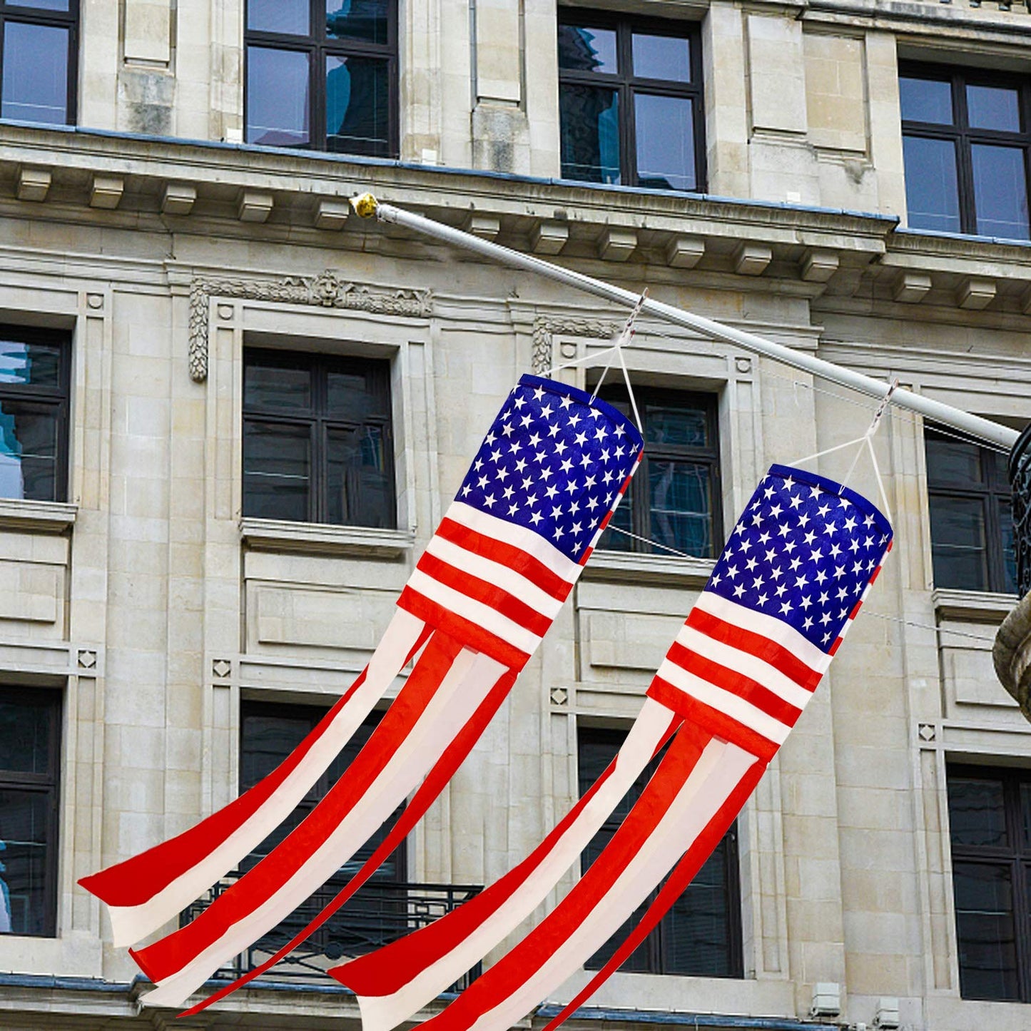 EBaokuup 2Pcs 40 Inch American US Flag Windsock Stars and Stripes for Flag Day and 4th of July Decorations Outdoor