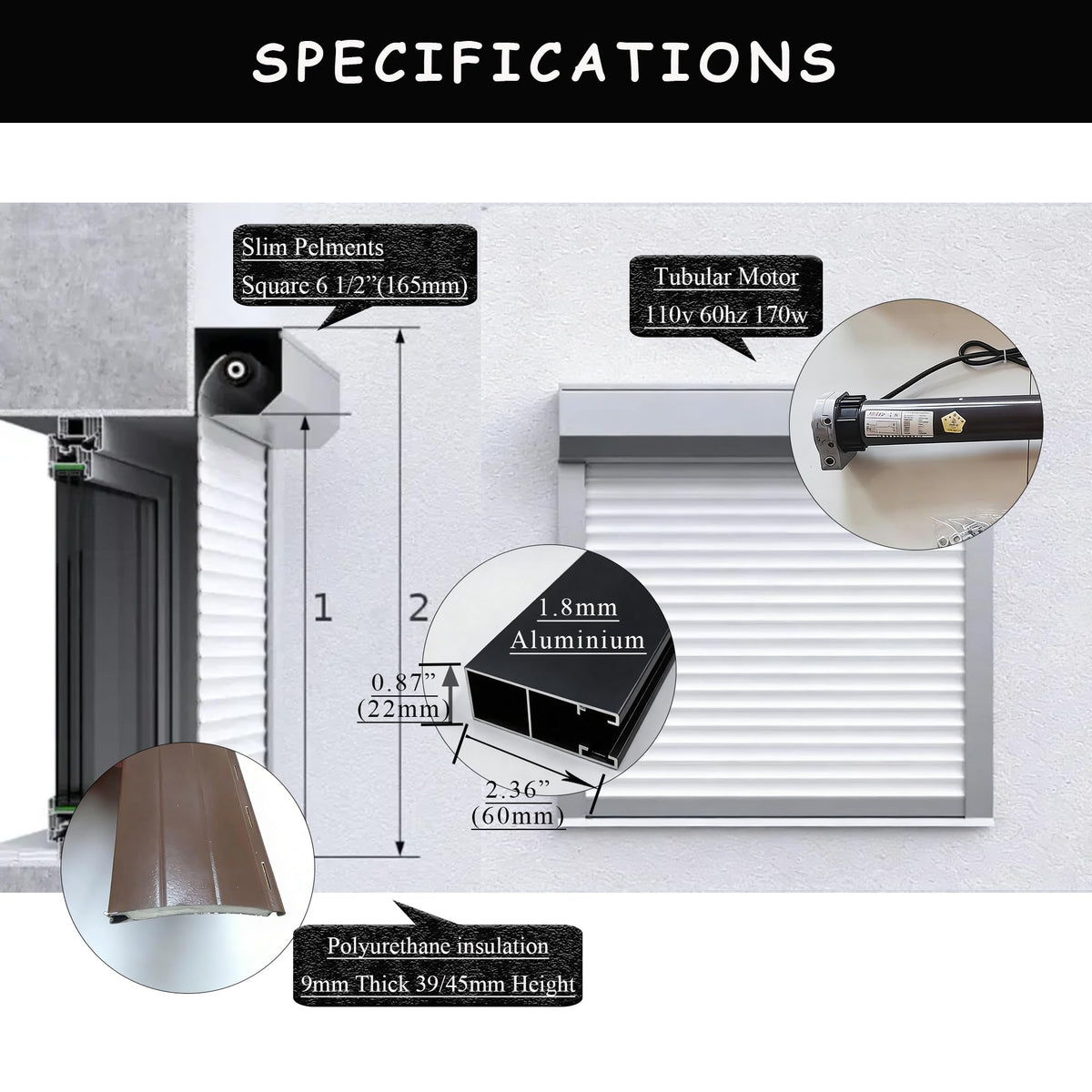 ObegShare Storm Window Protection – Impact Roll Up Shutters for Homes, Patio, Counter, Metal Perforated Defense Panels (Brown)