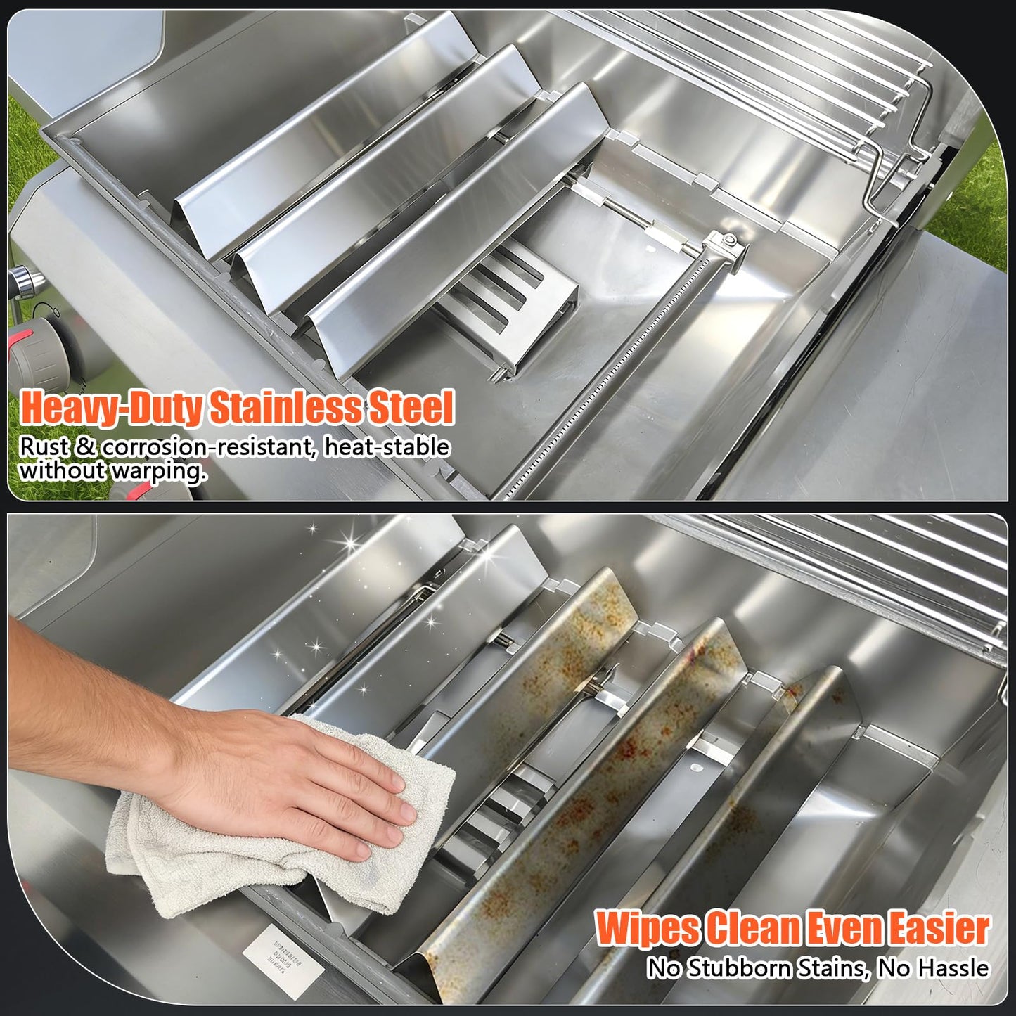 QuliMetal 15.3" Flavorizer Bars for Weber Spirit 300 and GS4 Spirit II 300 Series, Spirit E/S310 E/S315 E/S320 E/S330 Grills with Front Control Knobs, Grill Parts for Weber 7636, Stainless Steel