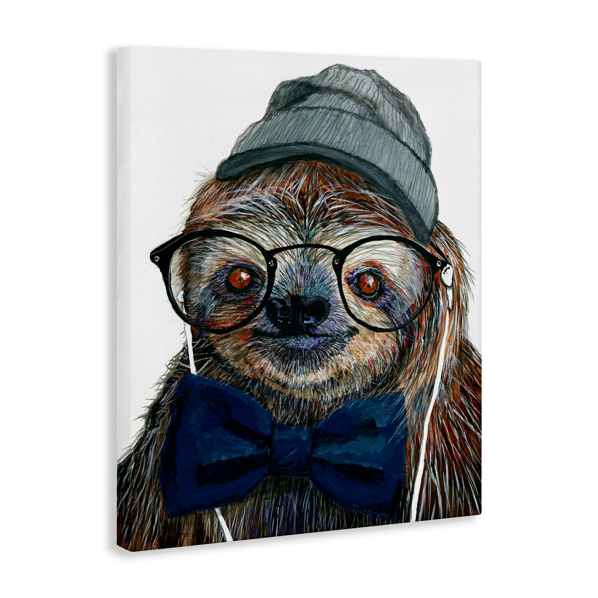 Stupell Industries Modern Sloth Funny Animal Portrait Drawing Canvas Wall Art, Multi-Color