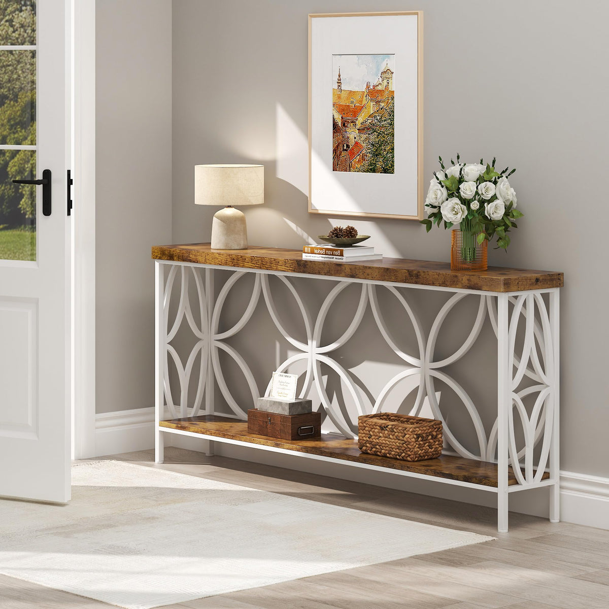 70.9 inch Extra Long Sofa Table, Industrial Console Table Behind Couch