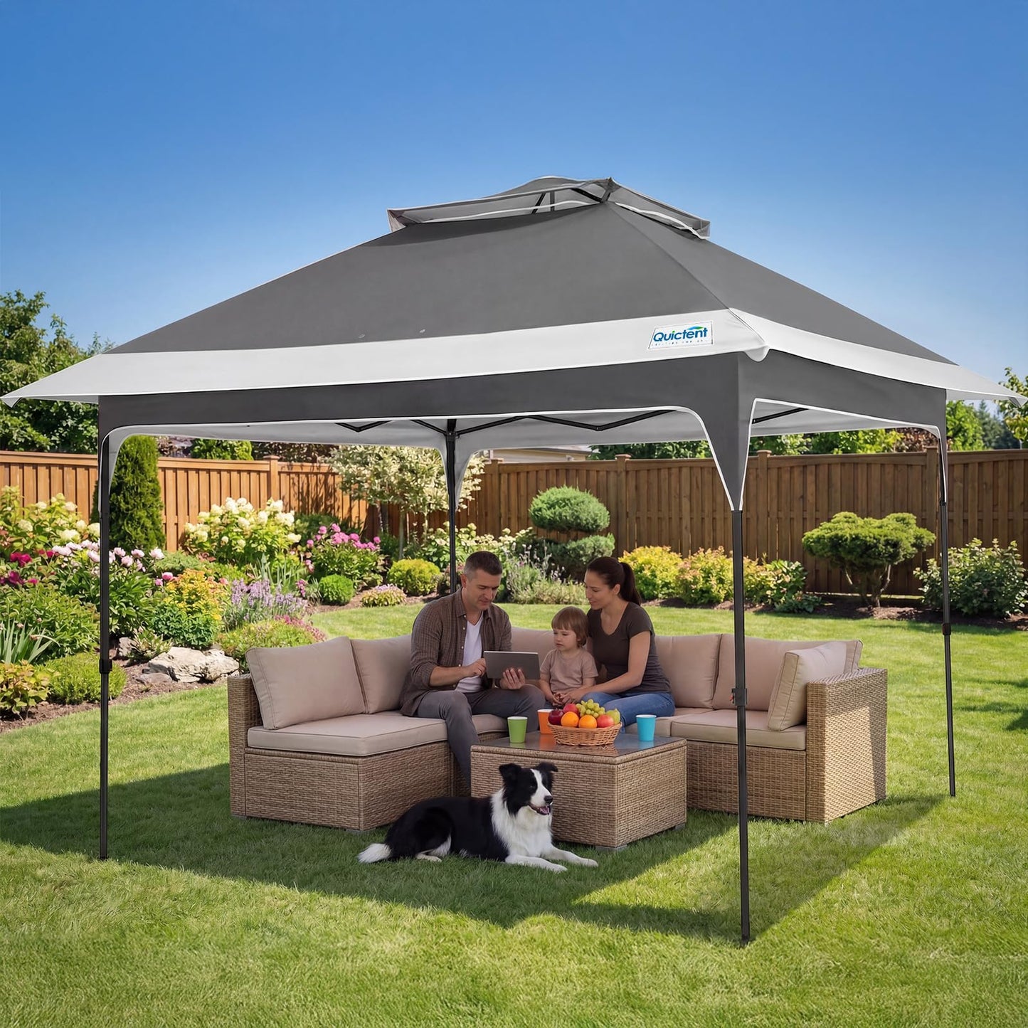 Quictent 12'x12' Pop up Gazebo Canopy Tent, One Person Set up Portable Instant Folding Shelter, Outdoor Canopy Tent with Extra Shade for Backyard, Patio, Party