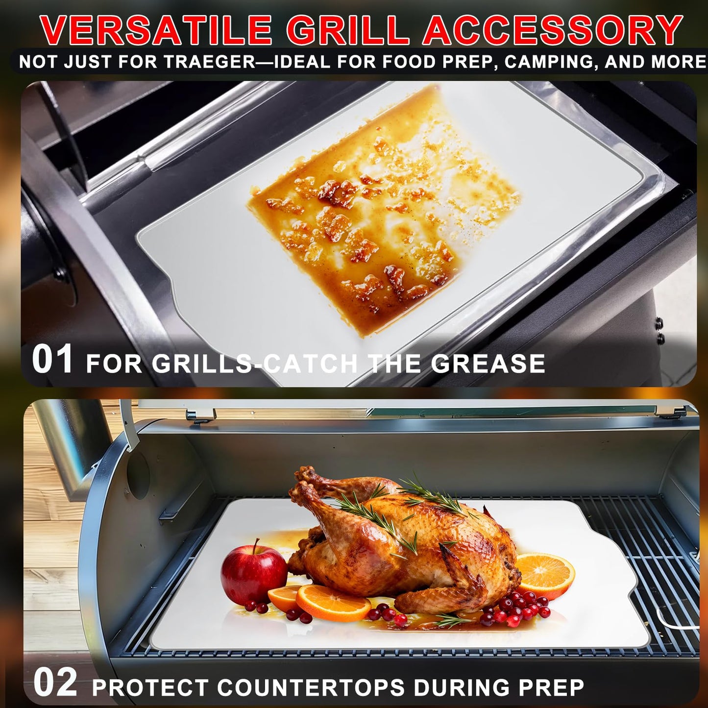 WEBROIL 6 Packs BAC520 Drip Tray Liners for Traeger Pro 780 Pellet Smoker Grill, Heat-Resistant Foil Liners for Traeger Pro 780 Grill Accessories, Aluminum Tray for Catching Grease 26" x 16"