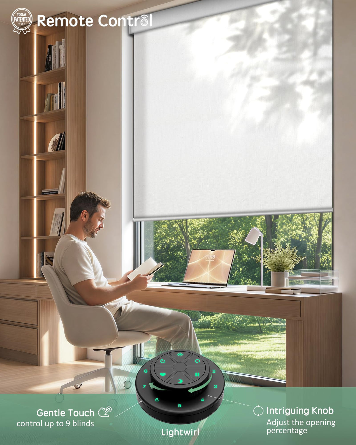 Yoolax Motorized Blinds with Remote, Light Filtering Smart Window Blinds