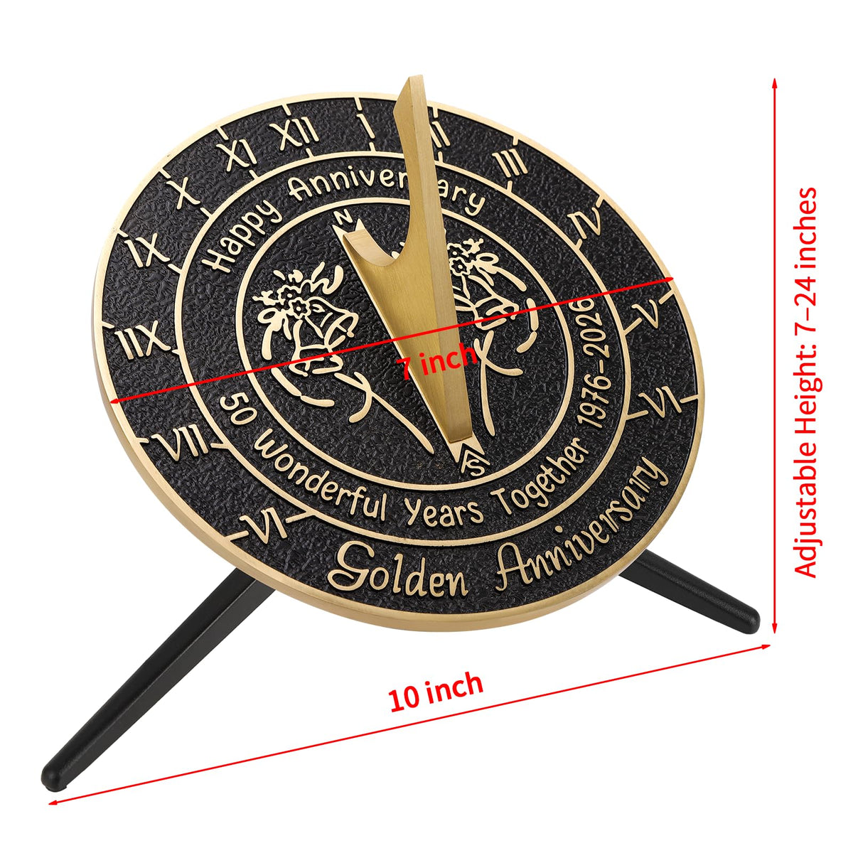 Morgtta Brass Sundial with Pedestal for 50th Wedding Anniversary