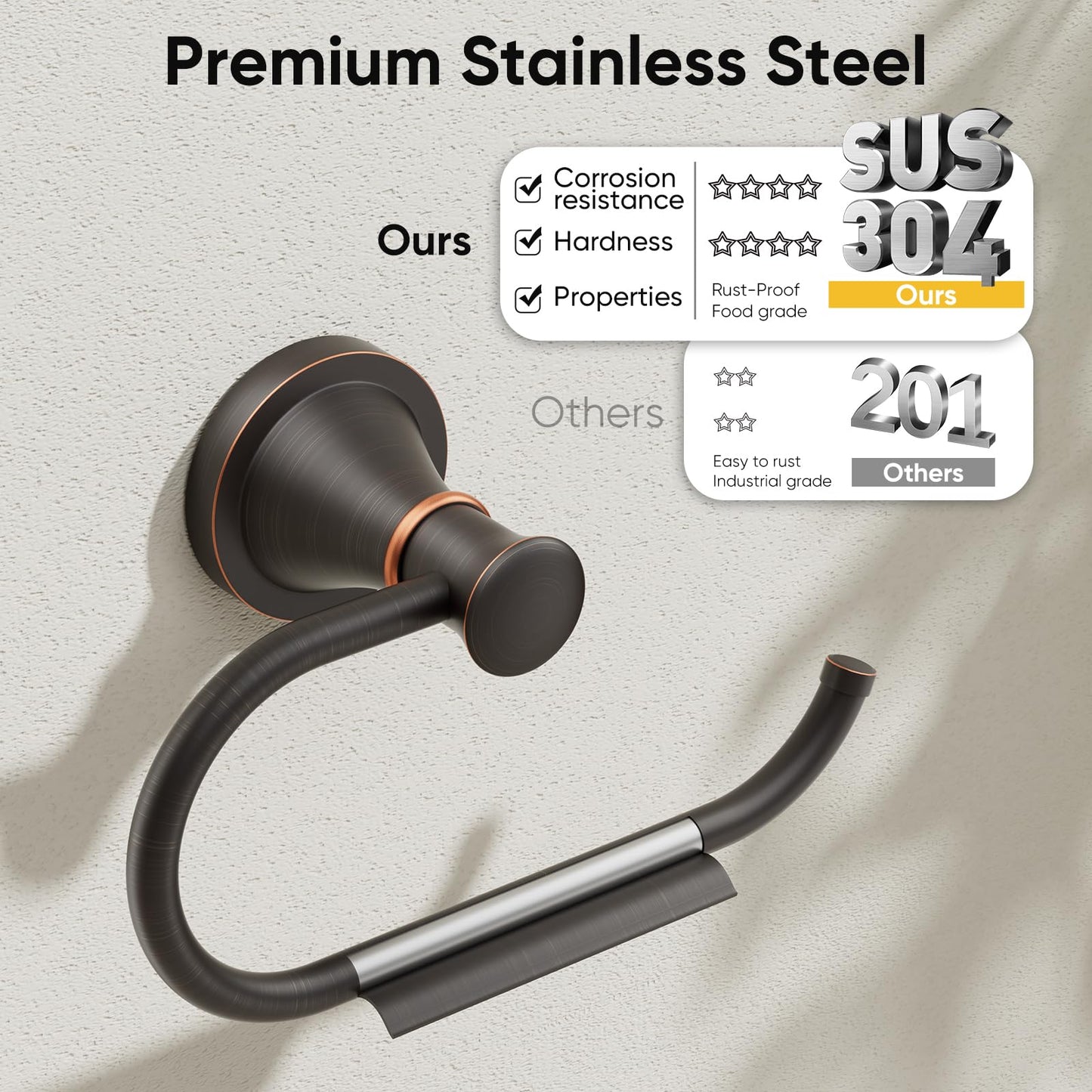 BESy Oil Rubbed Bronze Toilet Tissue Paper Holder Oil Rubbed Bronze Bathroom Accessories Toilet roll Paper Hanger, Wall Mounted, Rustproof