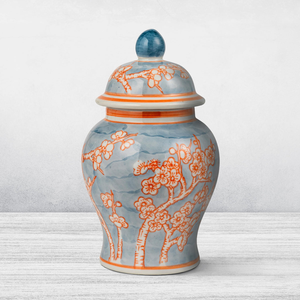 Creative Co-Op Decorative Ceramic Ginger Jar with Domed Lid, Light Blue
