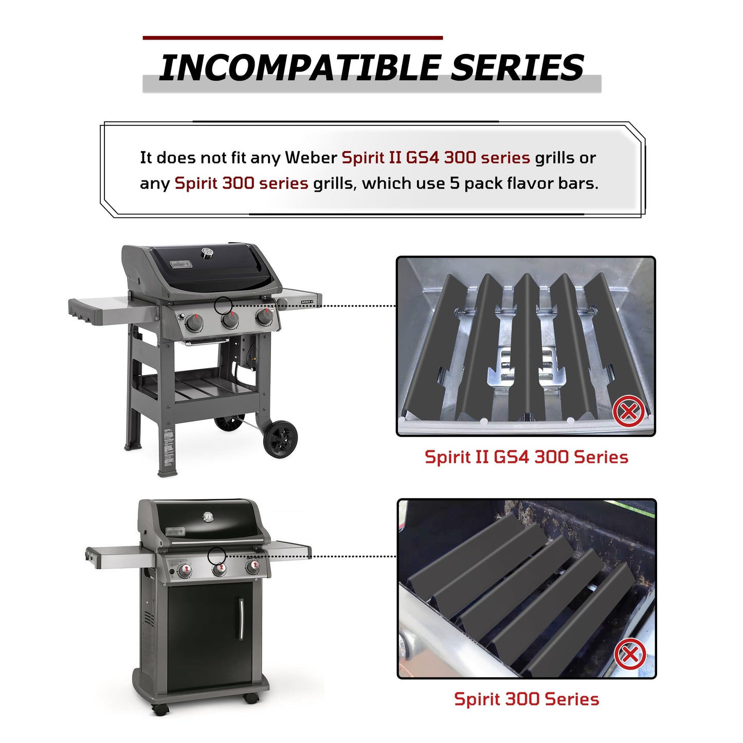 7635 67045 Upgraded 15.3” Flavorizer Bars for Weber GS4 Spirit II E-210 & Spirit E-210 E-220 S-210 Grill Parts, Spirit 200 Series Part, 16GA True Porcelain Enameled Flavor Bars, 3 Pack, Starry Surface