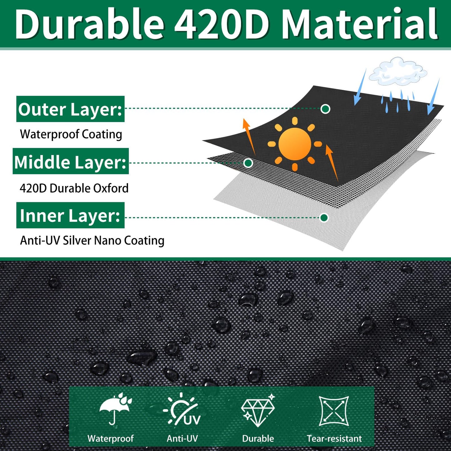Hammock Covers for Outdoor Waterproof, Durable 420D Hammock Cover for 12 ft Hammock Stand, Windproof 3 Buckles & 1 Elastic Cord, Airy Vent,Reflective handle,All Weather Protection Hammock Rain Cover