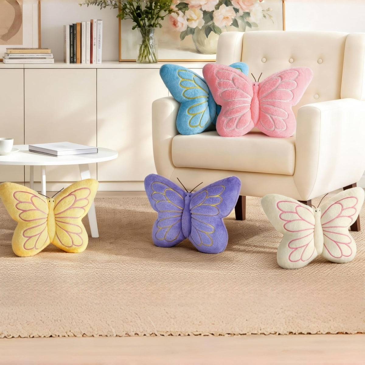 Pink Butterfly Shaped Pillow 16.9" Plush Cute Decorative Throw Pillows