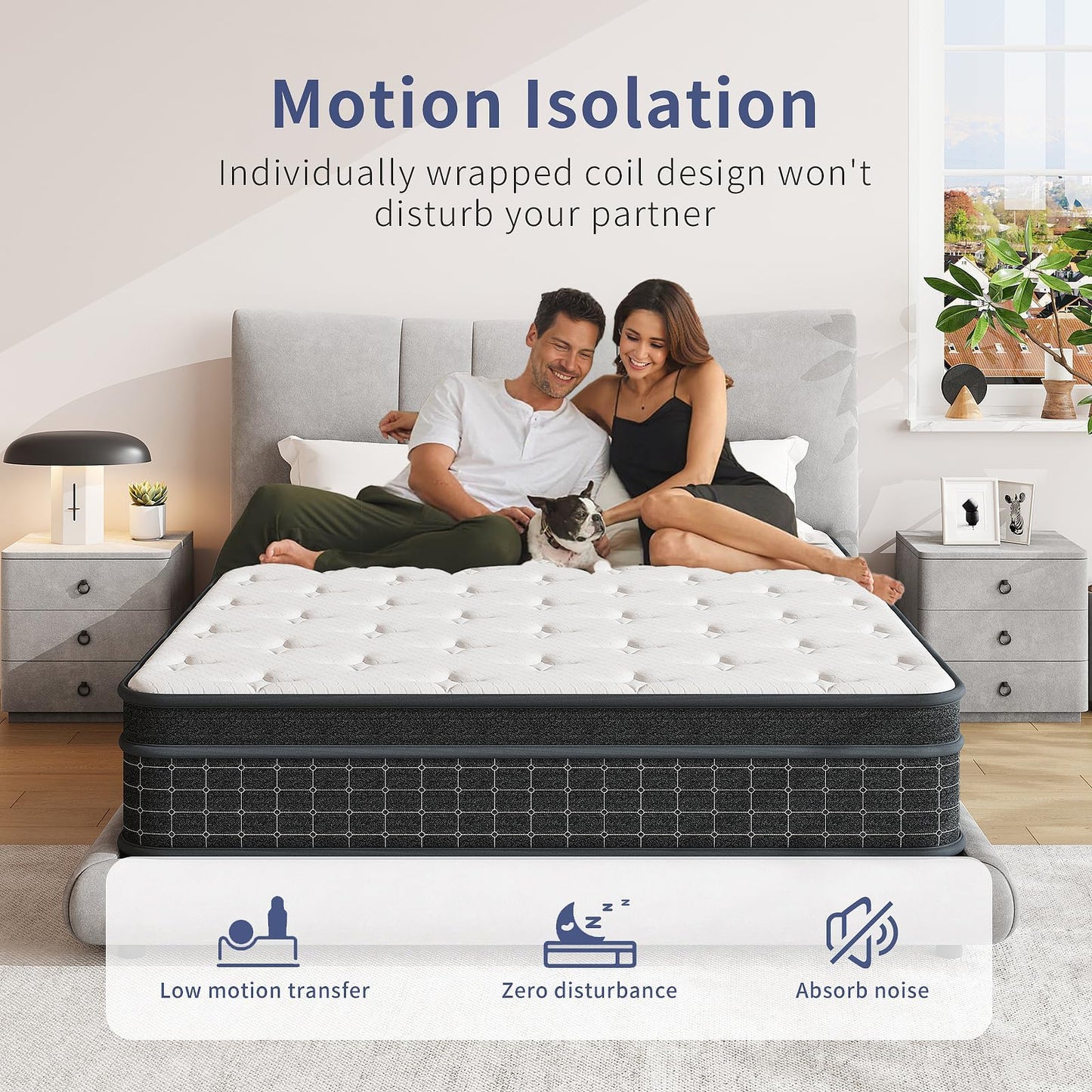 SupremeSleep Queen Mattress, 12 Inch Queen Size Mattresses in a Box, Individually Wrapped Pocket Coils for Isolate Motion,Pressure Relief, CertiPUR-US Certified, Support Comfort & Medium Firm