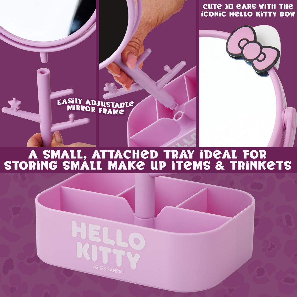 Get Trend Hello Kitty Sanrio Mirror with Jewelry Stand for Girls, Teens, Kawaii Makeup Mirror, Jewelry Holder, Bracelet Holder, Gifts for Girls (Pink Hello Kitty)