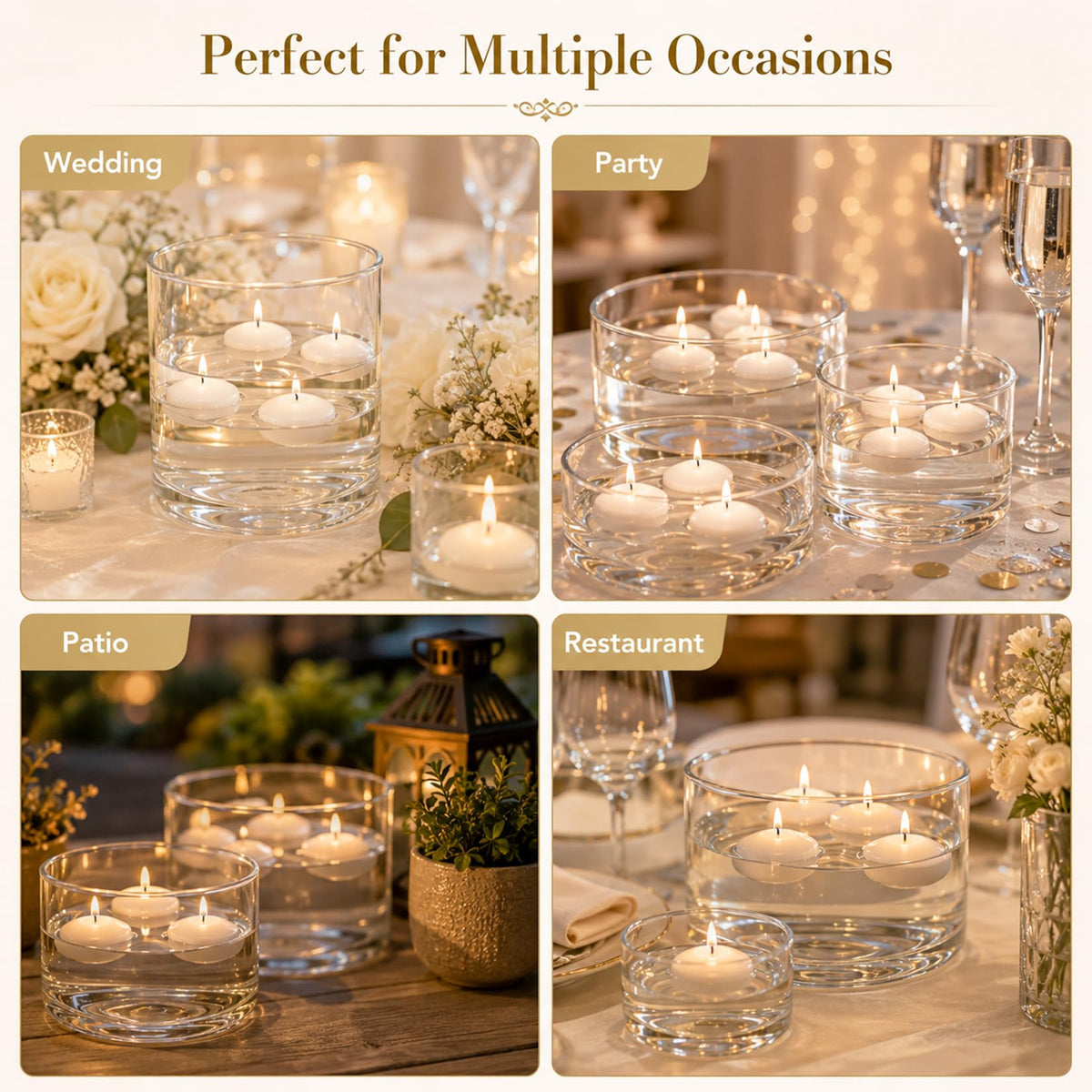 MAQIHAN 30Pcs White Floating Candles for Centerpieces - Small Wax Candles
