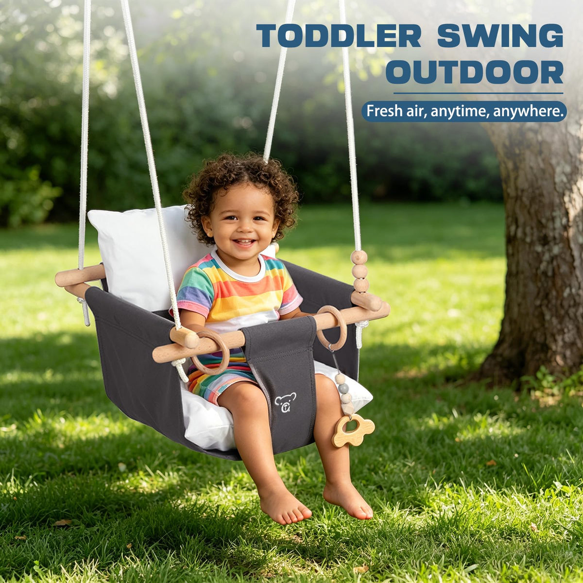 2 in 1 Baby Jumper & Swing, Foldable Stand, Toddler Swing Set for Indoor & Outdoor