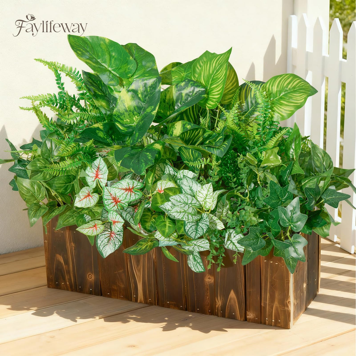 Faylifeway 12 Bundles Artificial Plants Outdoor, UV Resistant Greenery