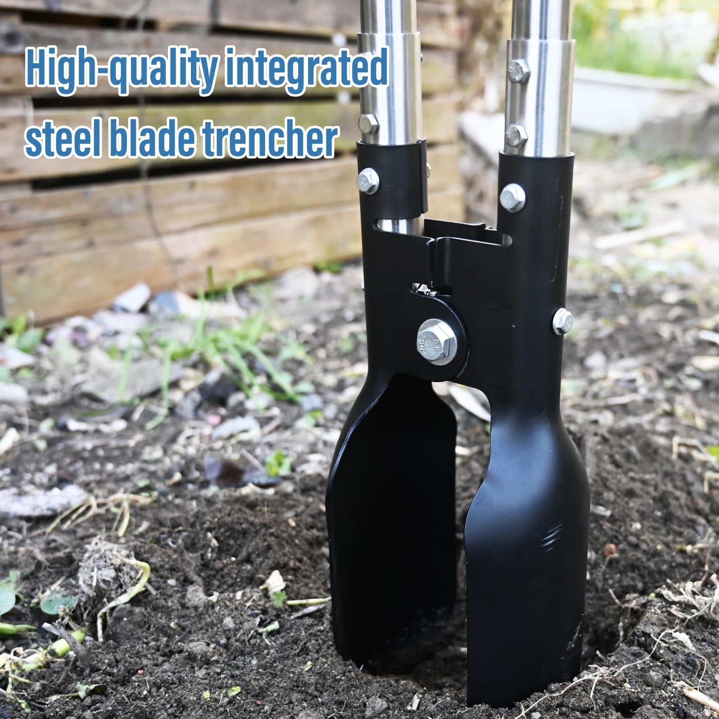 YEELOR Post Hole Digger, Hole Digger with One-Piece Manganese Steel Blade, Post Digger with 55" Adjustable Stainless Steel Handle for Digging Post Holes Installing Mailboxes Fencing