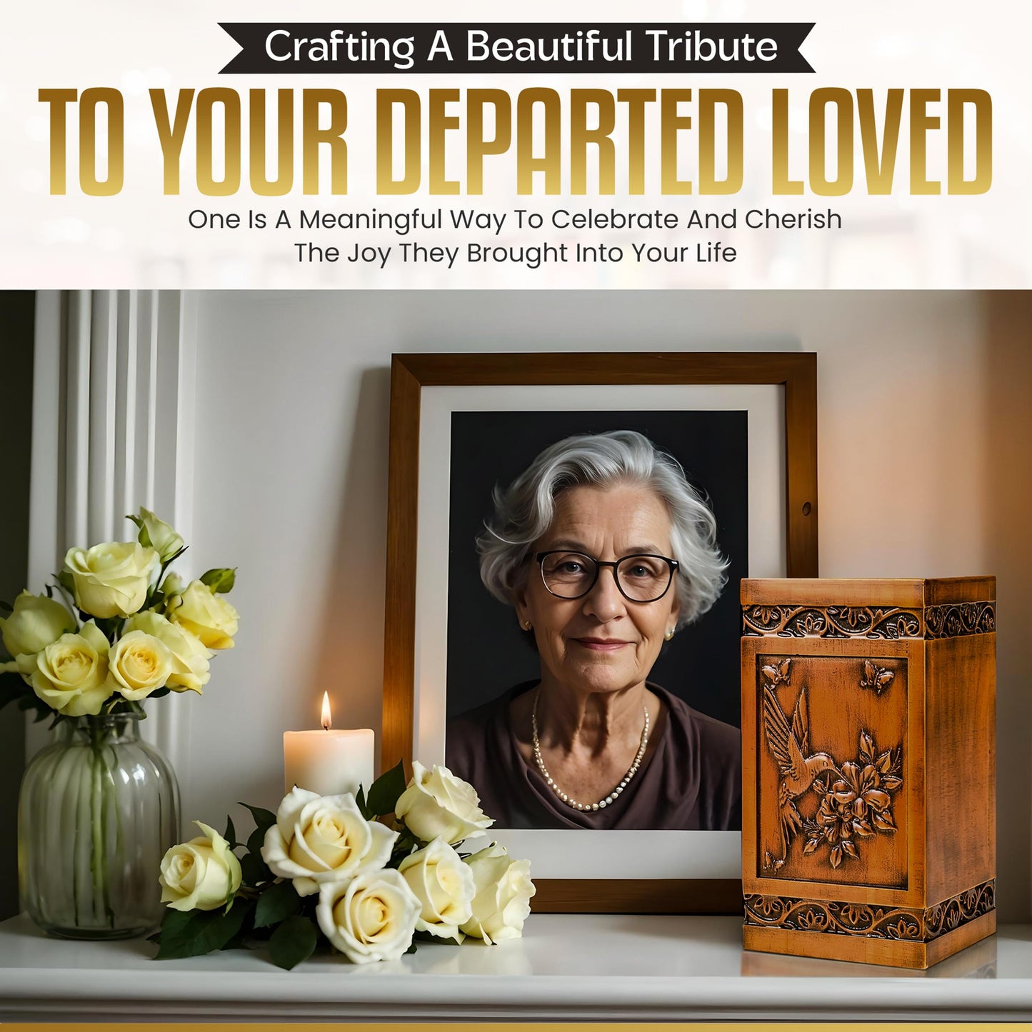 Large Wooden Cremation Urn for Human Ashes Adult – Handcrafted Hummingbird & Floral Engraving – Funeral Urn for Mother, Father, Men & Women – Display at Home or Niche at Columbarium – 270 Cubic Inches