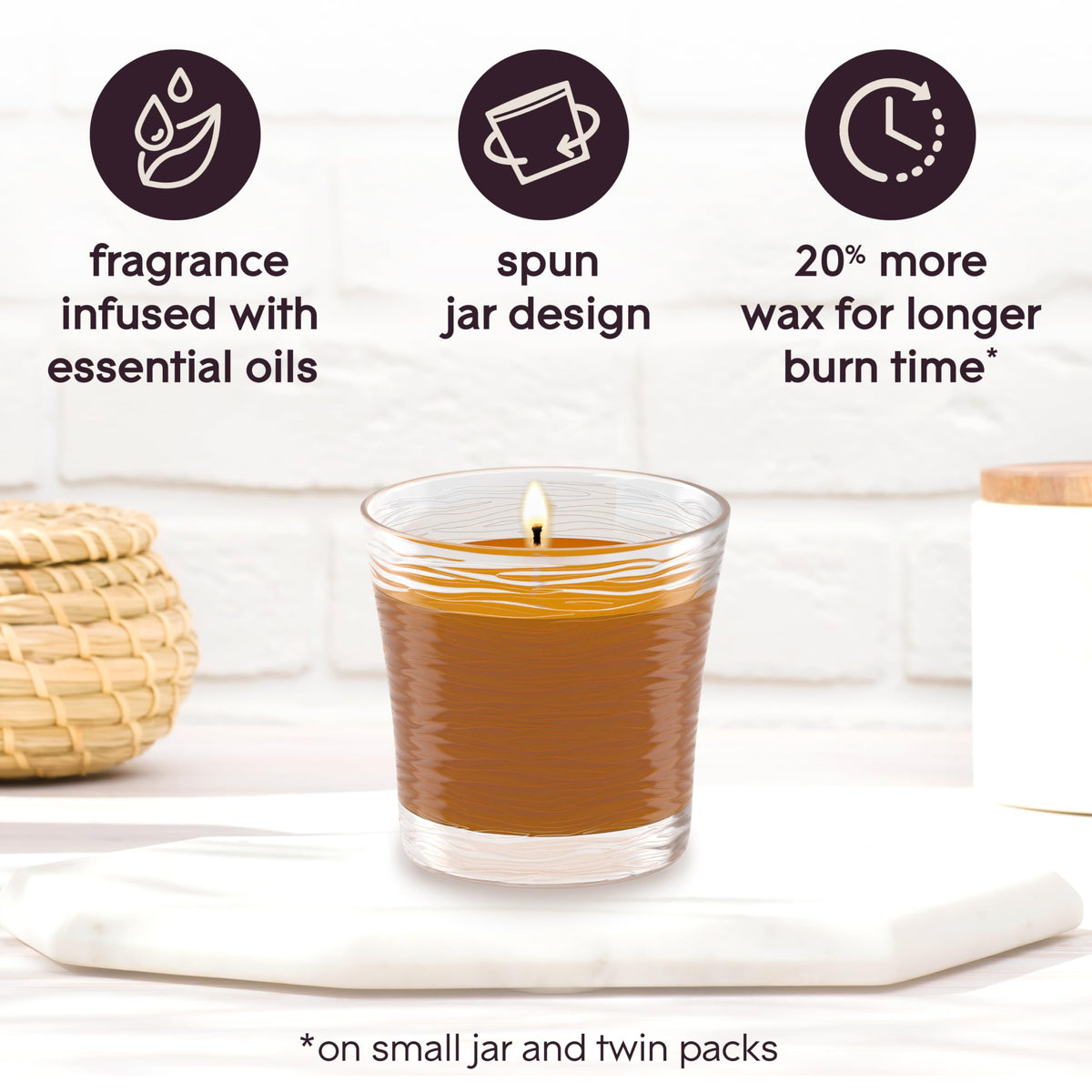 Glade 1-Wick Scented Candle Jar, Cashmere Woods, 2 Count