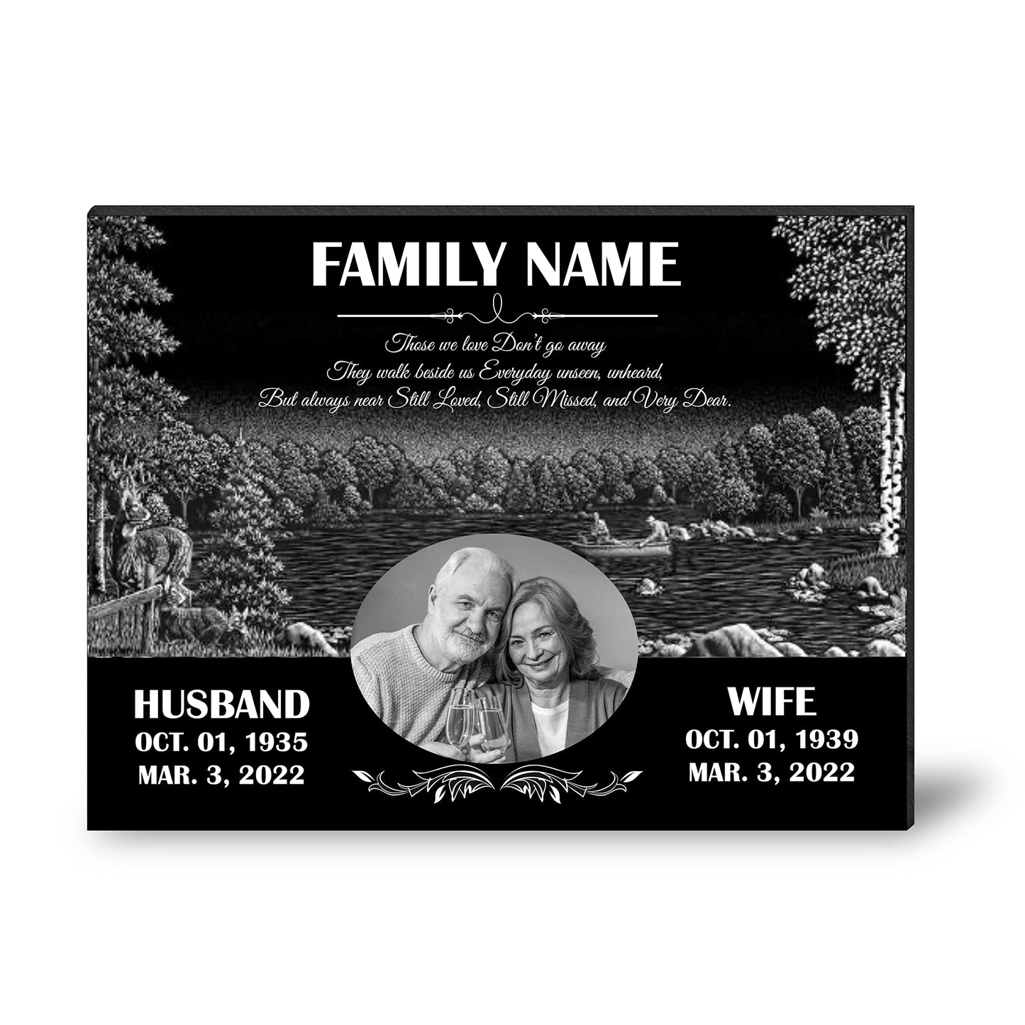 ADFSTONE 20x16 Double Headstones for Graves, Granite Memorial Plaque - Personalized Grave Markers, Headstones for Cemetery - Flat Head Stone Monuments, Memory Plaques for Loved Ones Lost