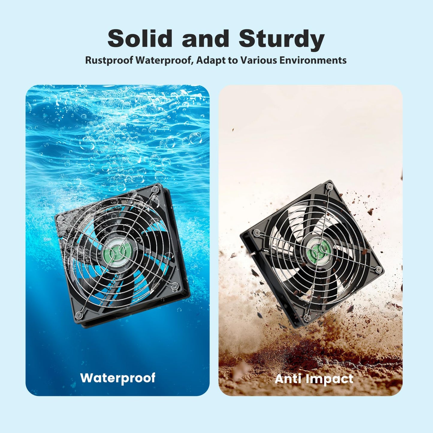 ZIZIWIN Solar Chicken Coop Fan 3 Kit, 25W Solar Powered Greenhouse Fan Outdoor Waterproof, Solar Exhaust & Intake Fans, Strong Airflow for Shed Dog House Circulation Ventilation Cooling, No Battery