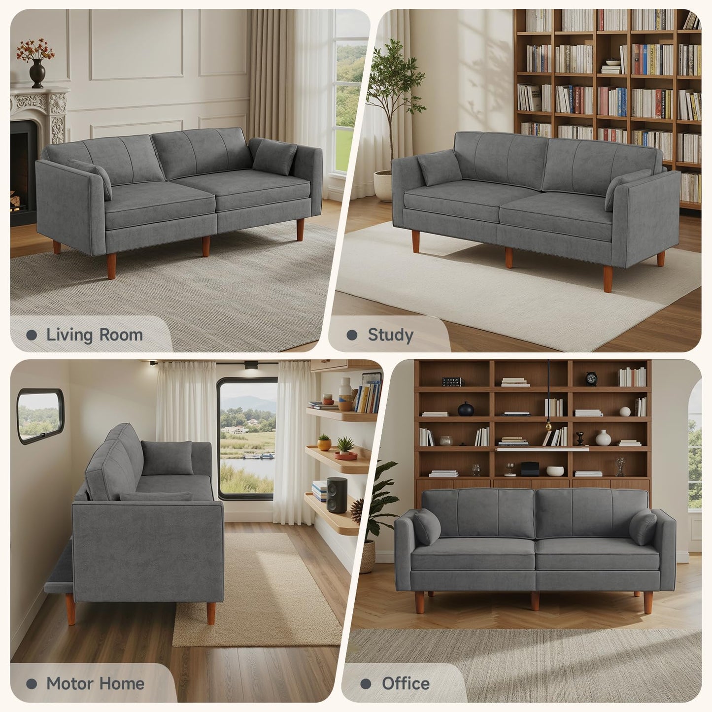 ONBRILL 71" Futon Sofa Bed,Convertible Sleeper Couch with Adjustable Backrest, Folding Loveseat for Apartment, Living Room, Office, Faux Leather,Grey