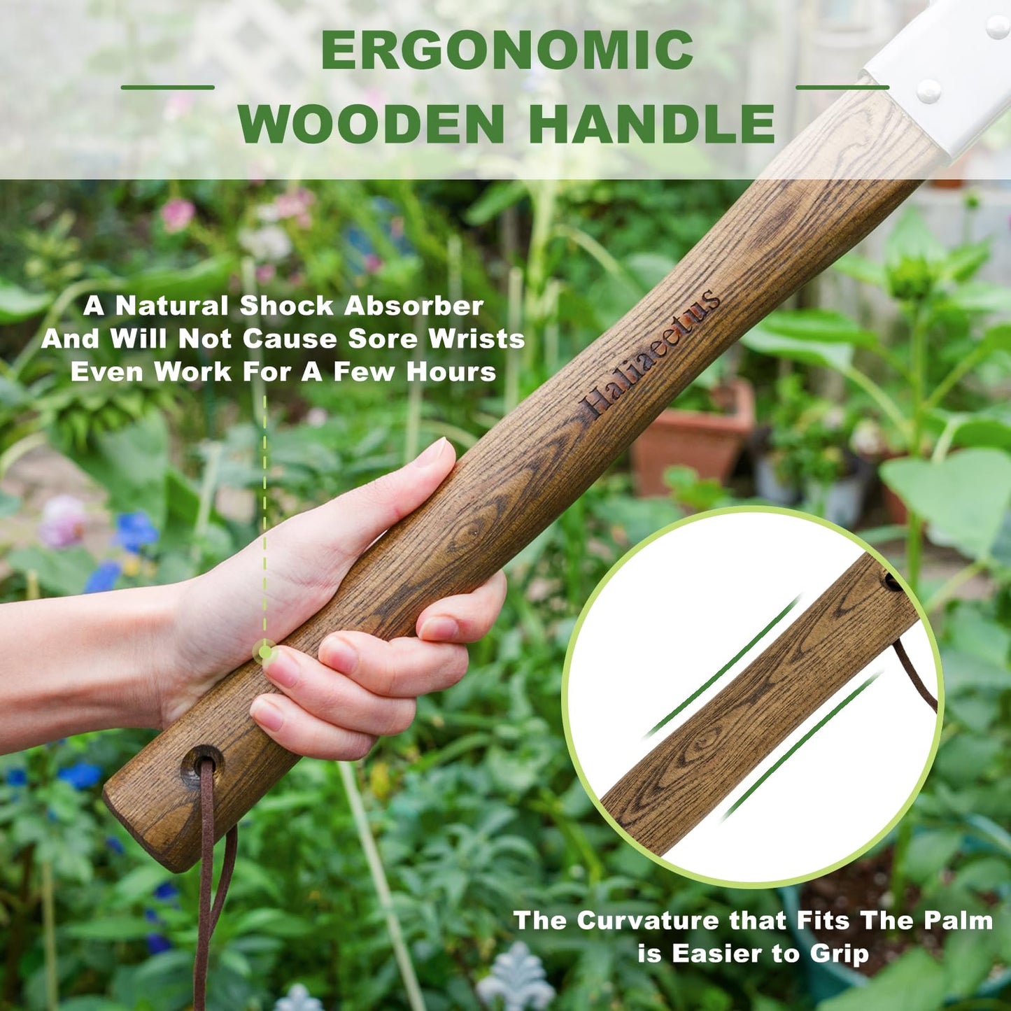 Haliaeetus Pick Axe, Stainless Steel Mattock with Sharp Pick and Cutting Edge for Breaking up Heavy Clay Soil, and Removal of Difficult Weeds, Garden Pick with Wood Handle for Digging, Loosening Soil