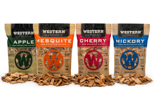 Western BBQ Smoking Wood Chips Variety Pack Bundle (4)- Apple, Mesquite, Hickory, and Cherry Flavors (Original Version)