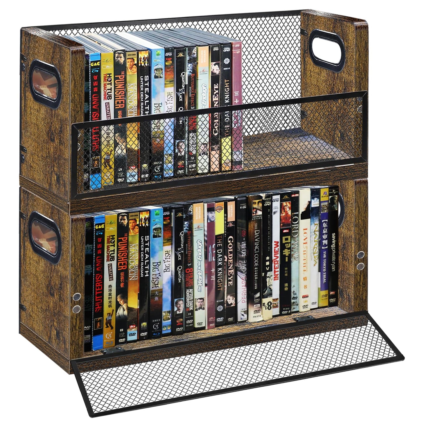 PUTNATRUE DVD/Blu ray Storage Rack, 2 Pack DVD Holders Hold Up To 56 DVDs (28 Each), Stackable DVD Tower also Used for CDs, Video Game Cases, Vhs Taps, Desktop Organizer of Music and Movie Discs