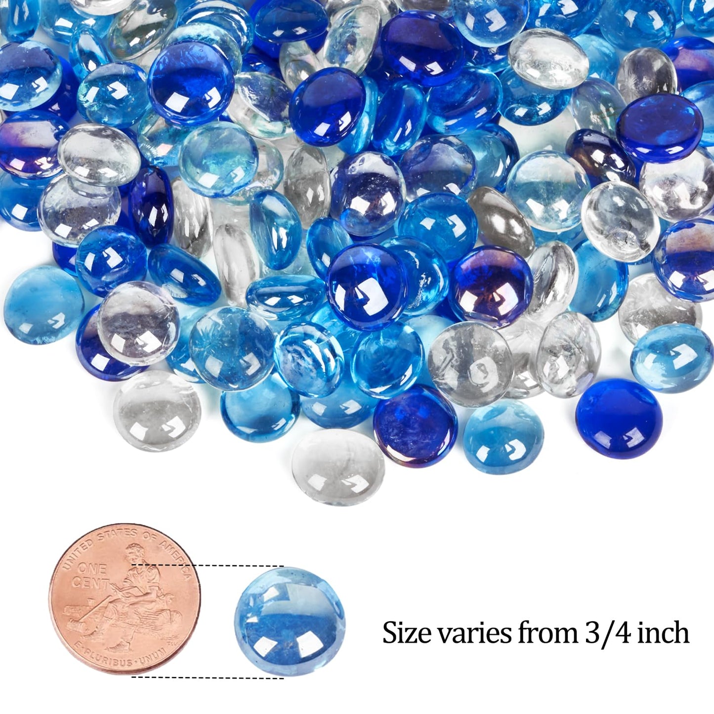 GASPRO 10 lbs Fire Pit Glass for Propane Fire Pit, 3/4 Inch Fire Glass Beads for Fireplace Fire Pit Table, Glass Rocks for Landscaping- Mixed Colors