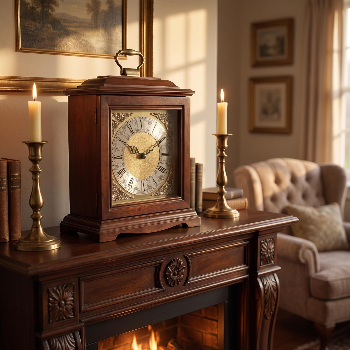 Howard Miller Continuum II Mantel Clock Urn Box 810-122 – Windsor Cherry, Select Hardwoods & Veneers, Bracket-Style, Roman Numerals, Interior | Memorial Wall Digital Tribute Access Included