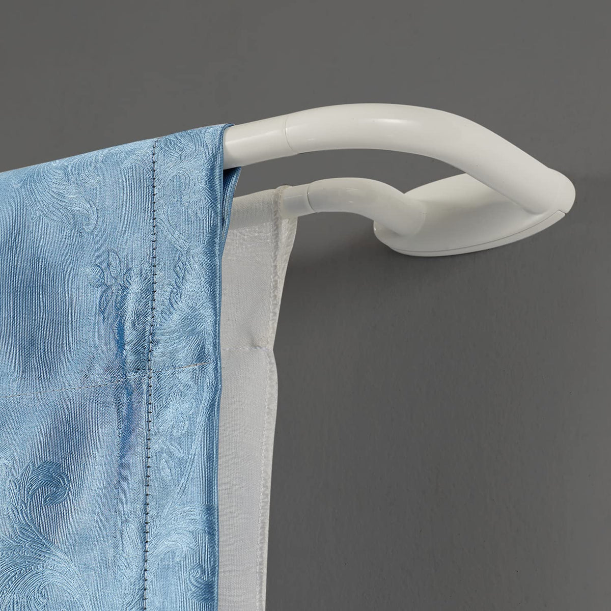 Double Curtain Rods White,Room Darkening Drapery Rod for 28-48 Inches,Adjustable 3/4 Inches Front and 5/8 Inches Back Quality Metal Rod for Window,Wrap Around Design