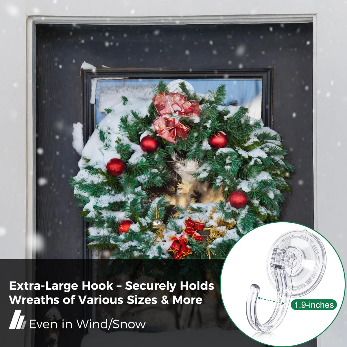 ANDGOO Suction Cup Hooks for Door Wreaths, Wreath Hangers for Front Door
