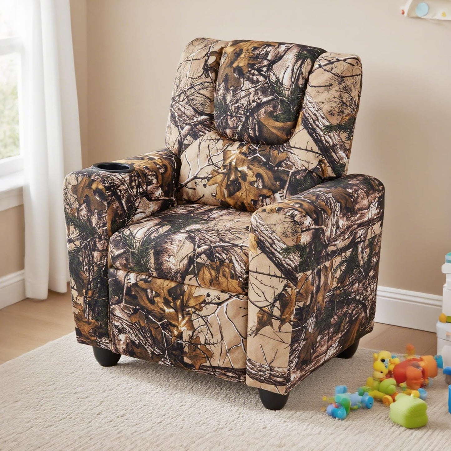 Costzon Kids Recliner Chair with Cup Holder, Toddler Adjustable Lounge Chair w/Footrest for Boys Girls Room, Ergonomic Baby Child Furniture Sofa for Age 3+ Gifts, Kids Mini Recliner up to 150 lbs