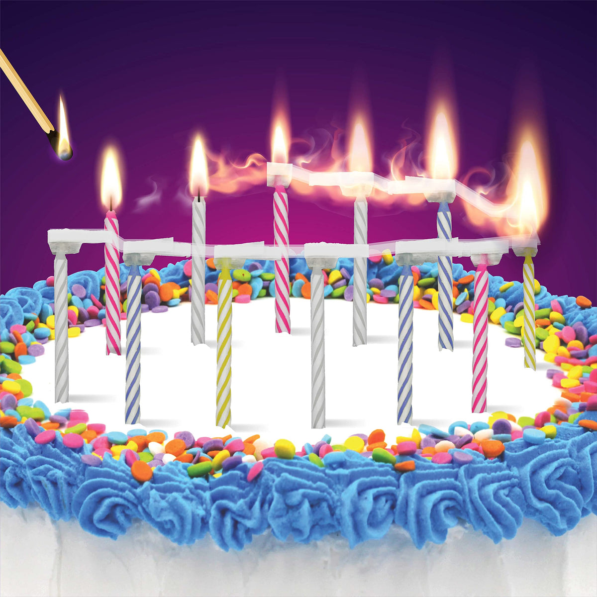BEST PARTY EVER! Quick Light Chain Reaction Bithday Cake Candles, 48 Count
