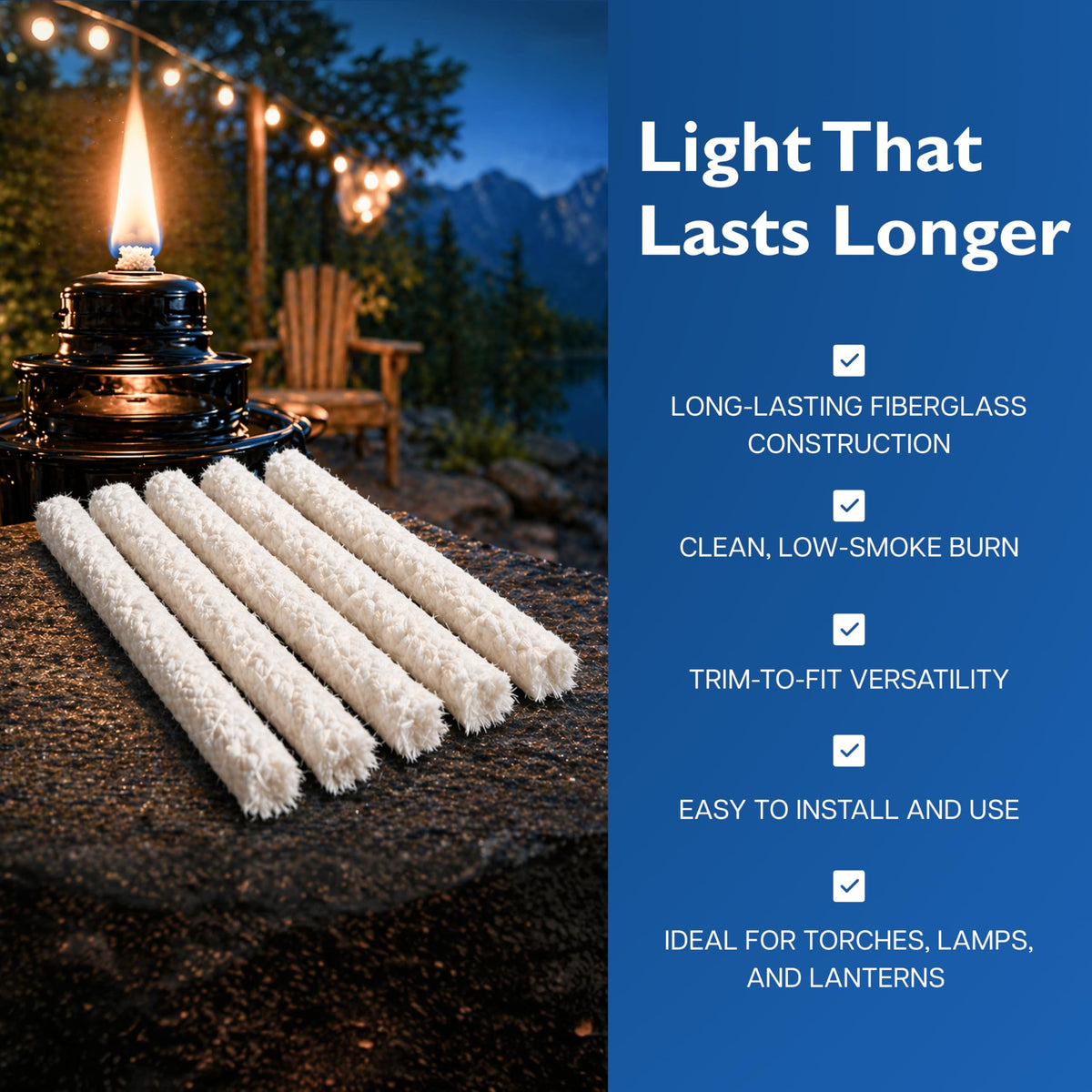 Firefly - Fiberglass Tiki Torch Wicks - 6 Pack Replacement
