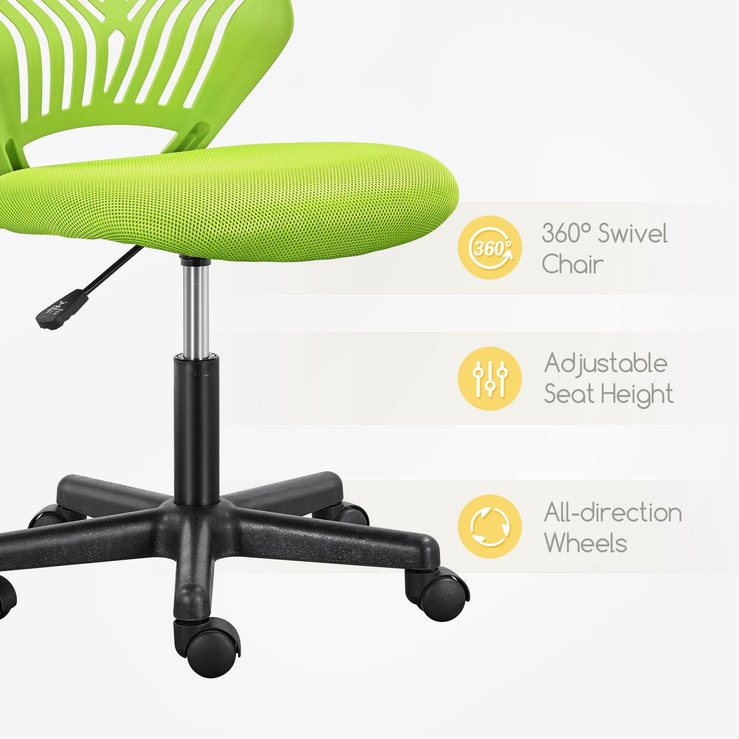 Yaheetech Kids Cute Desk Chair Armless Small Computer Chair with Lumbar Support for Teens Low-Back Bedroom School, Green