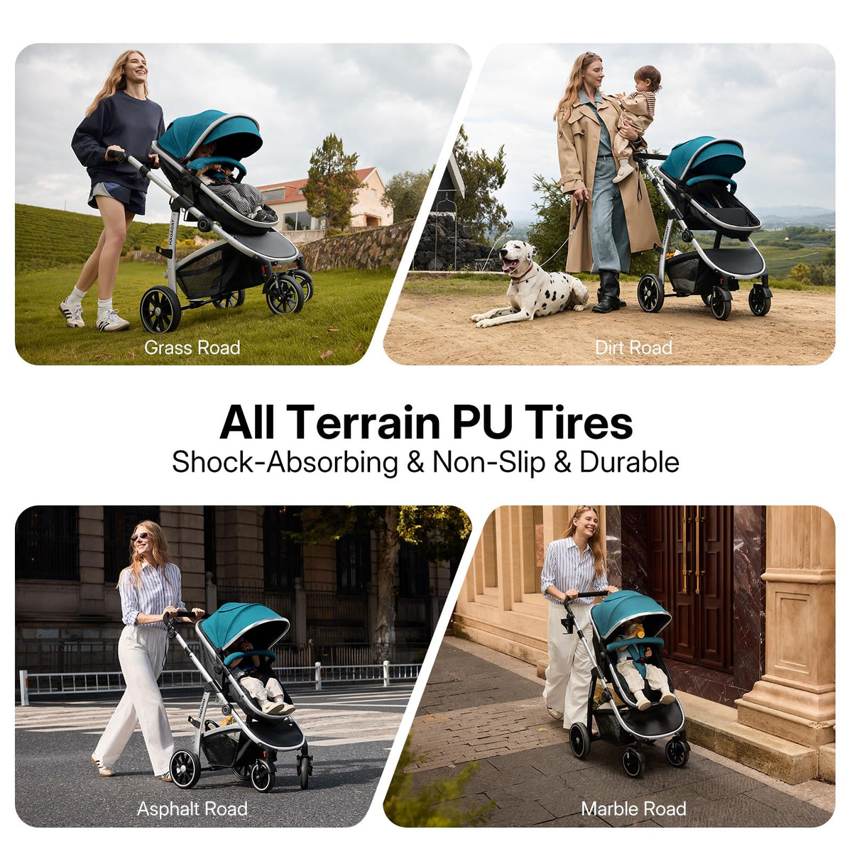 Hagaday Baby Stroller, 2-in-1 Reversible Toddler Seat with Lie-Flat Mode