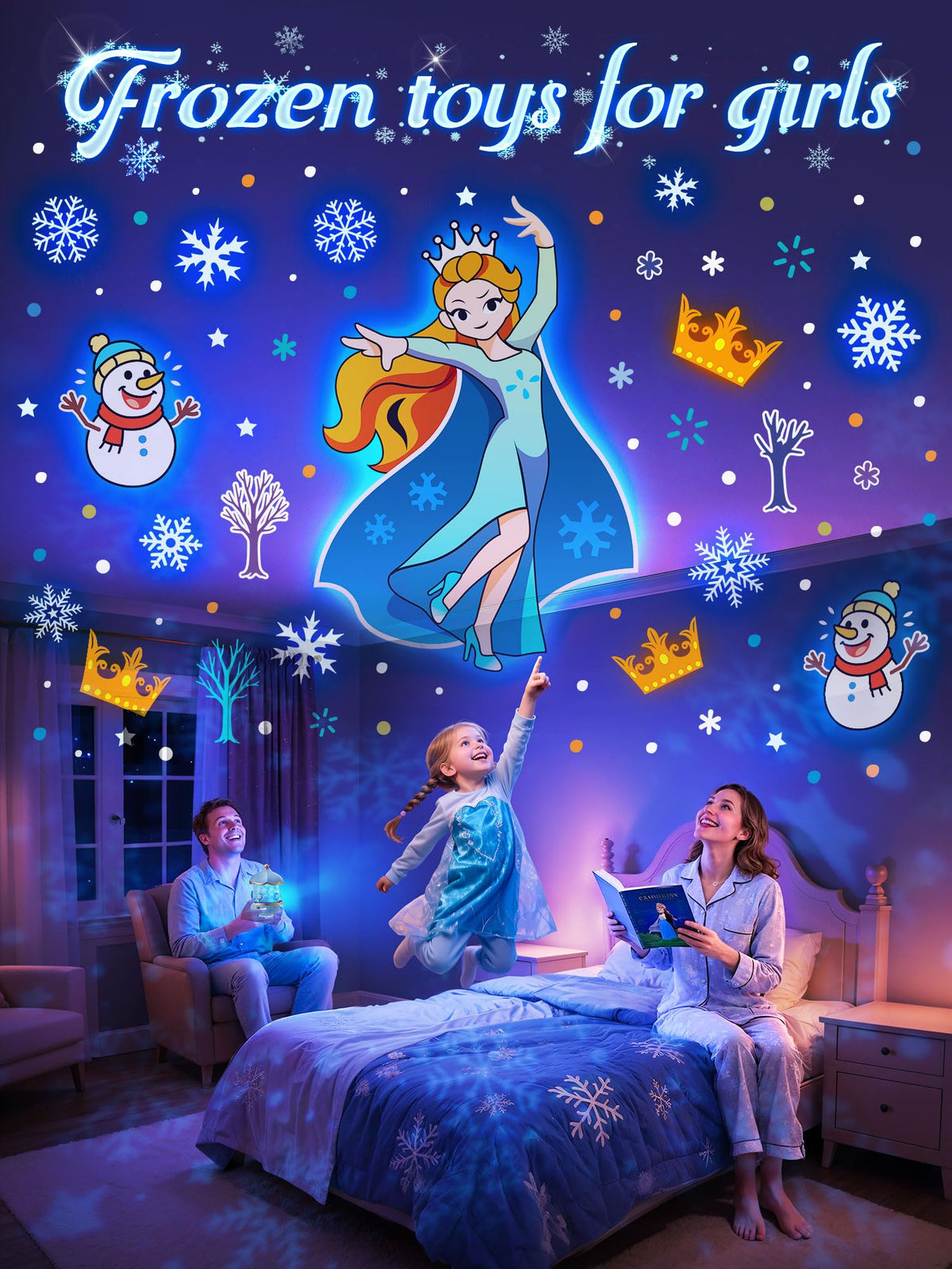 Frozen Toys,Kids Night Light Projector With 19 Films& 15 Music,Frozen Gifts