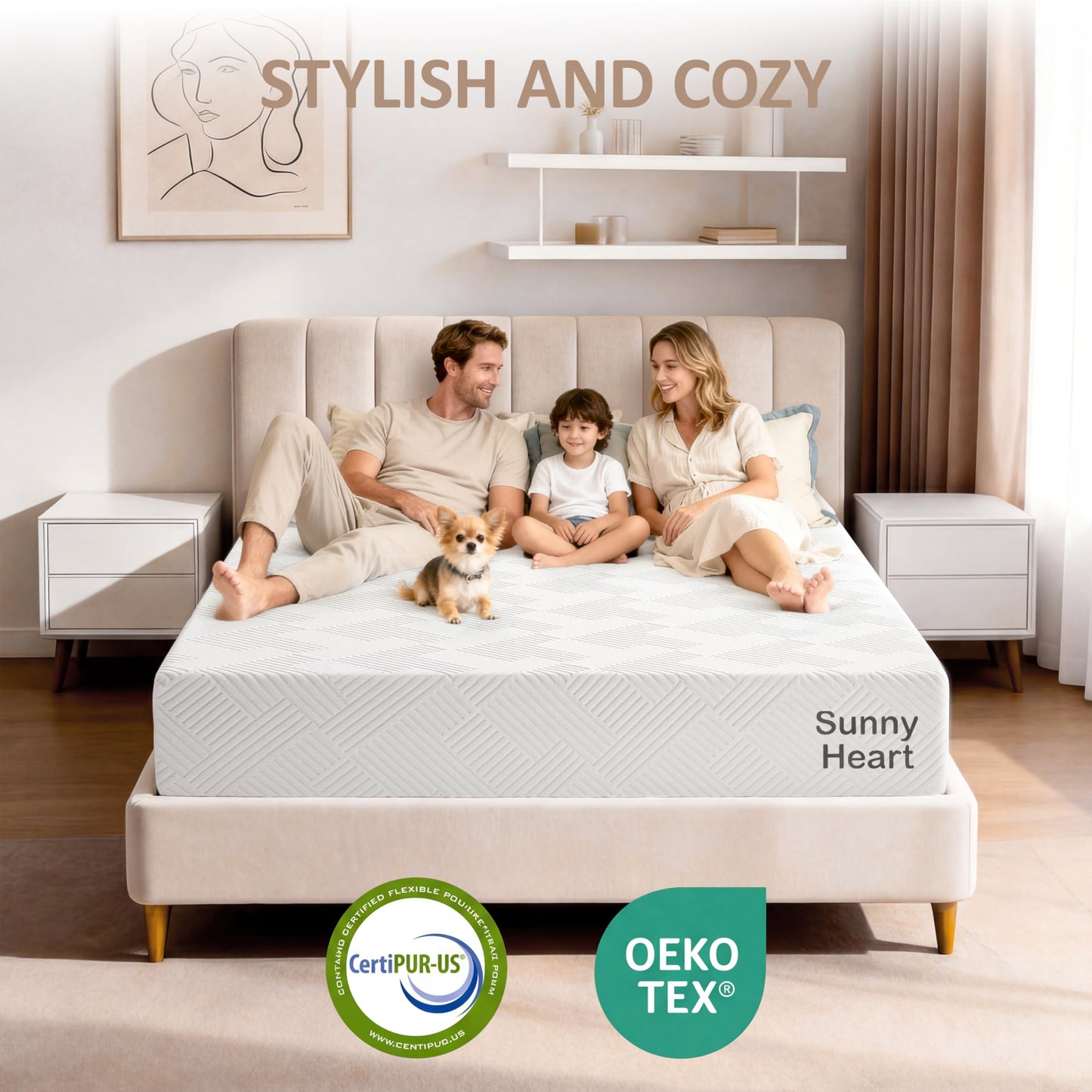 Sunny Heart 10 Inch Short King RV Memory Foam Mattress, Medium Firm Bed Mattress with Breathable and Removable Cover, Pressure & Pain Relief | in a Box | Fiberglass Free | CertiPUR-US Certified