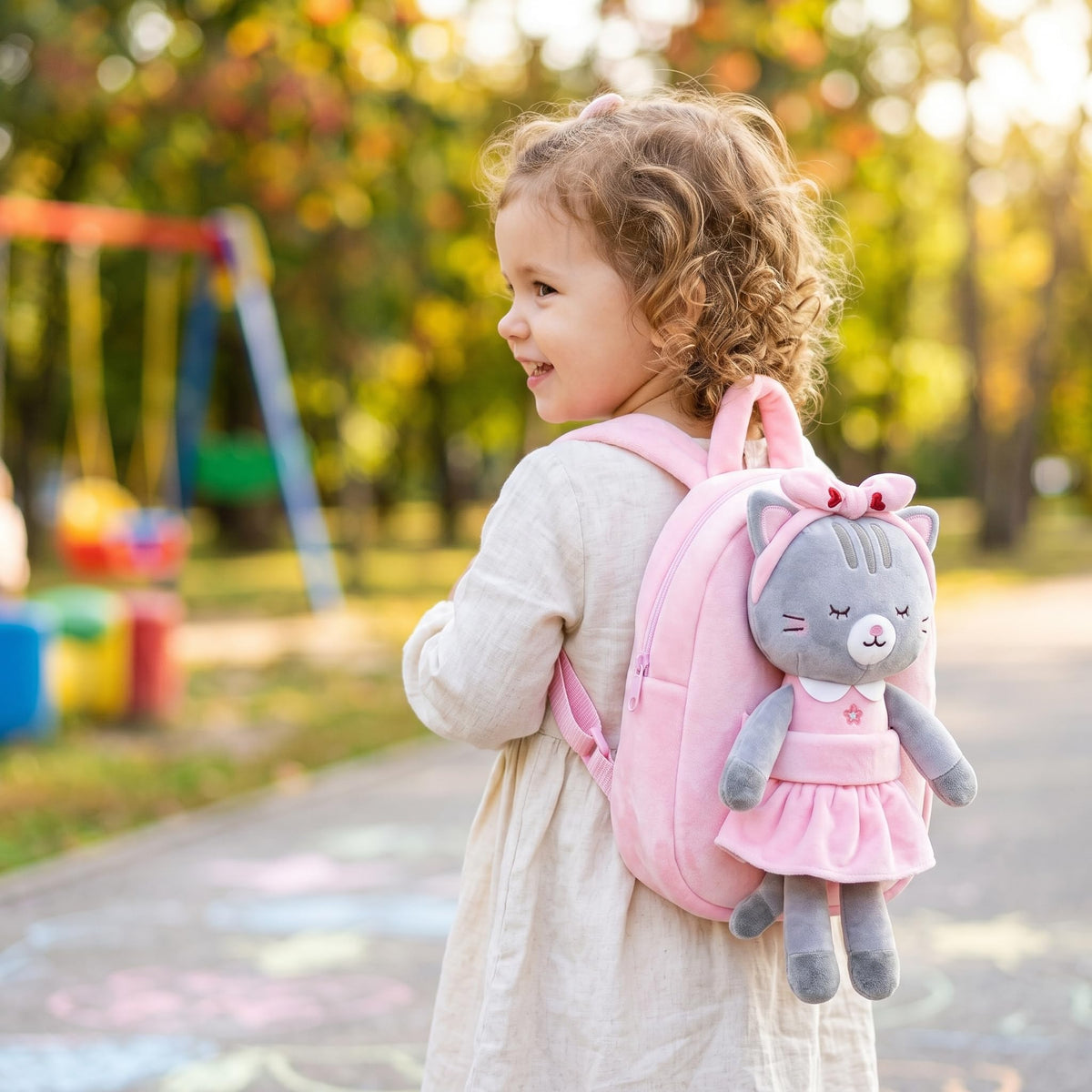 Lazada Cat Toddler Backpack Kitty Kids Backpacks for Girls with Detachable Cat Toy 10 inch