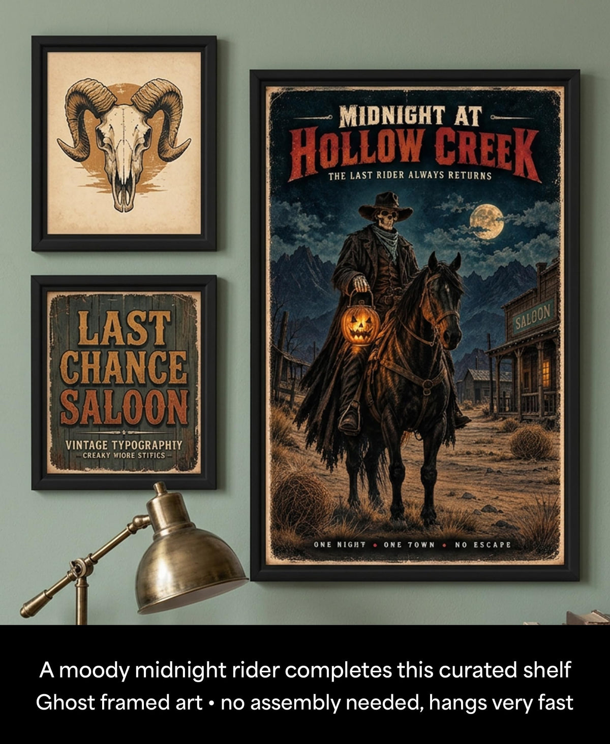 Skeleton Cowboy Wall Art Gothic Western Horror Man Cave Gift 11x17 Print