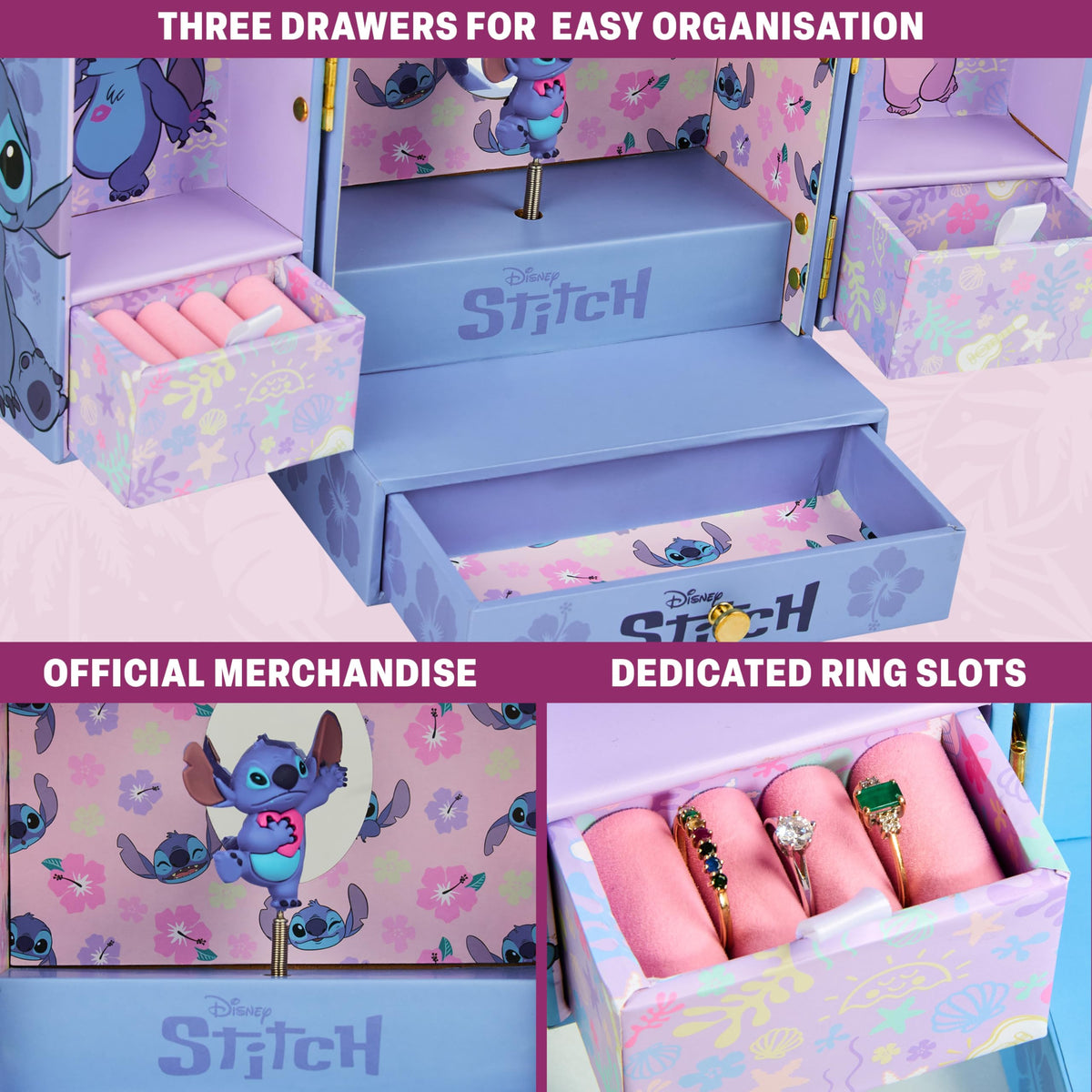 Get Trend Disney Stitch Musical Jewelry Box with Figurine for Girls, Teens