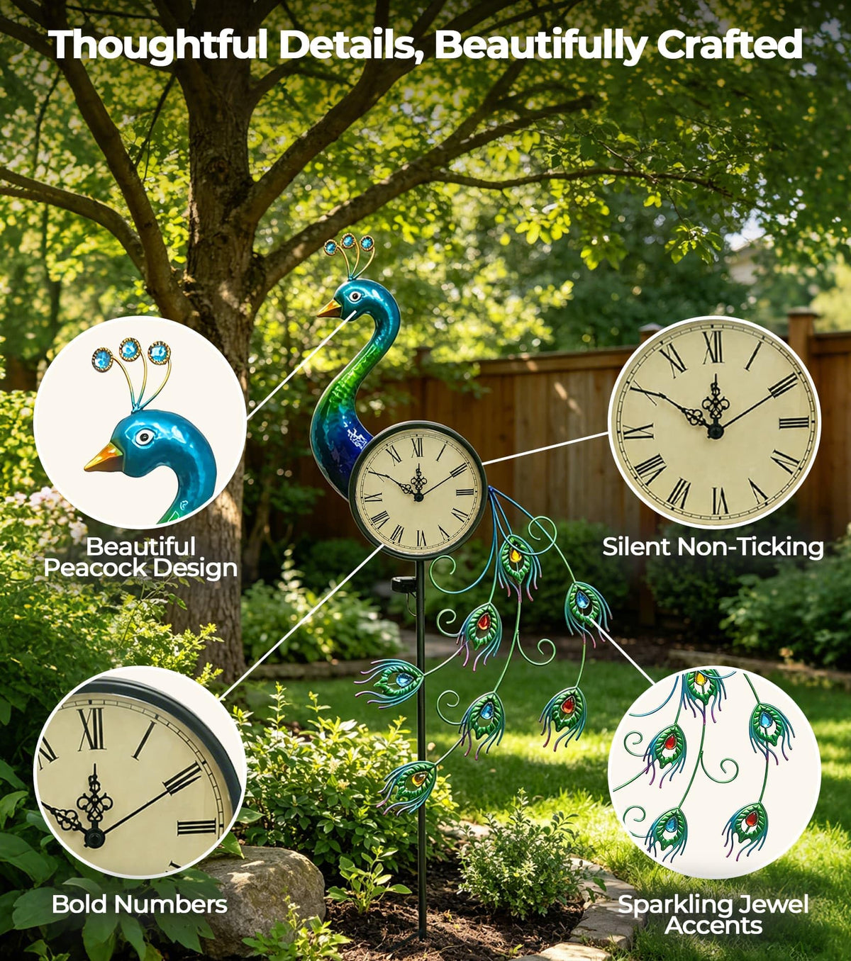 Twirleternity Outdoor Clock with Garden Stake and Illuminated Dial