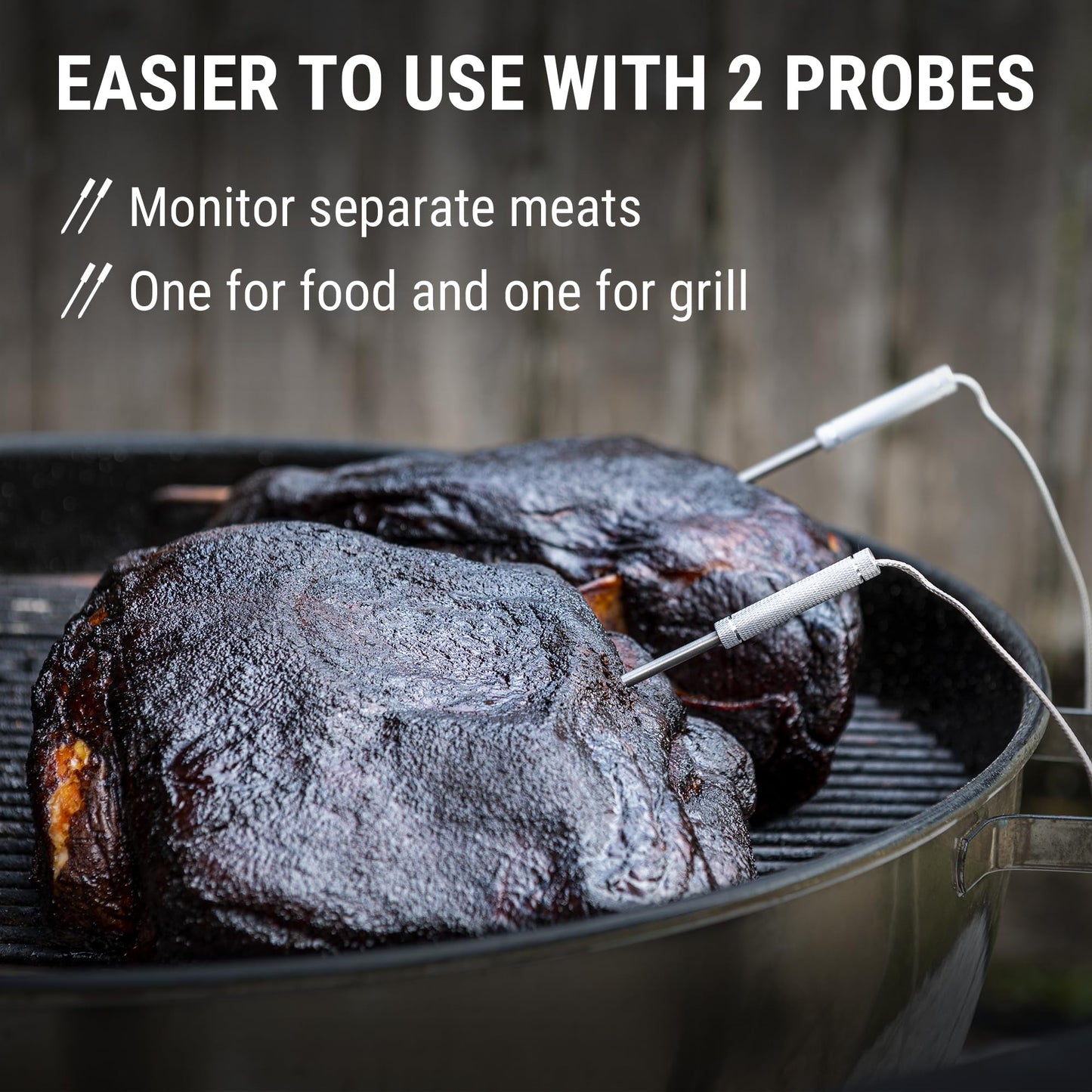 TempPro Wireless Meat Thermometer Digital for Grilling and Smoking, 2 Probes Bluetooth Meat Thermometer for Cooking Turkey Fish Beef, Rechargeable Smoker Accessories for BBQ Oven Gift for Dad