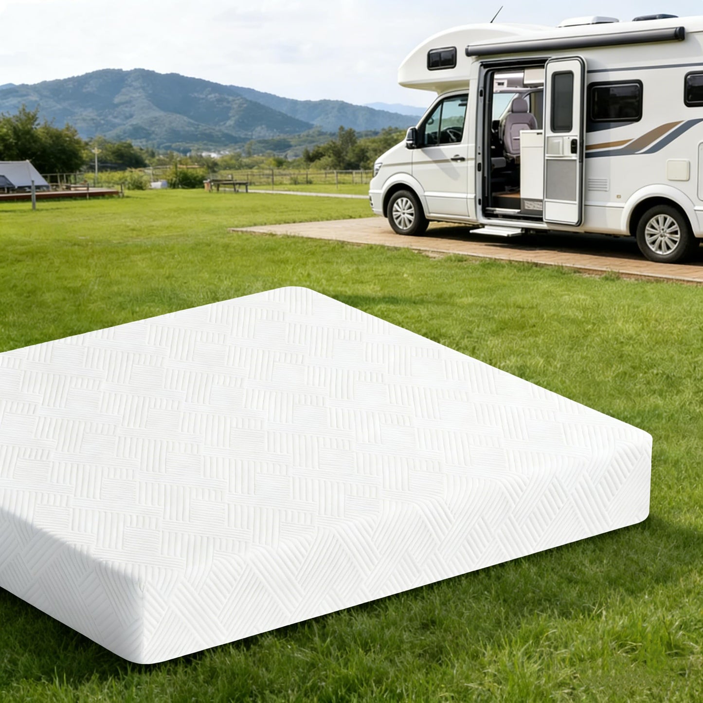Sunny Heart 10 Inch Short King RV Memory Foam Mattress, Medium Firm Bed Mattress with Breathable and Removable Cover, Pressure & Pain Relief | in a Box | Fiberglass Free | CertiPUR-US Certified