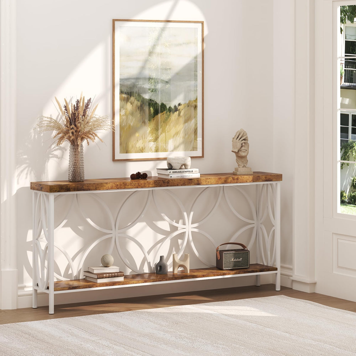70.9 inch Extra Long Sofa Table, Industrial Console Table Behind Couch