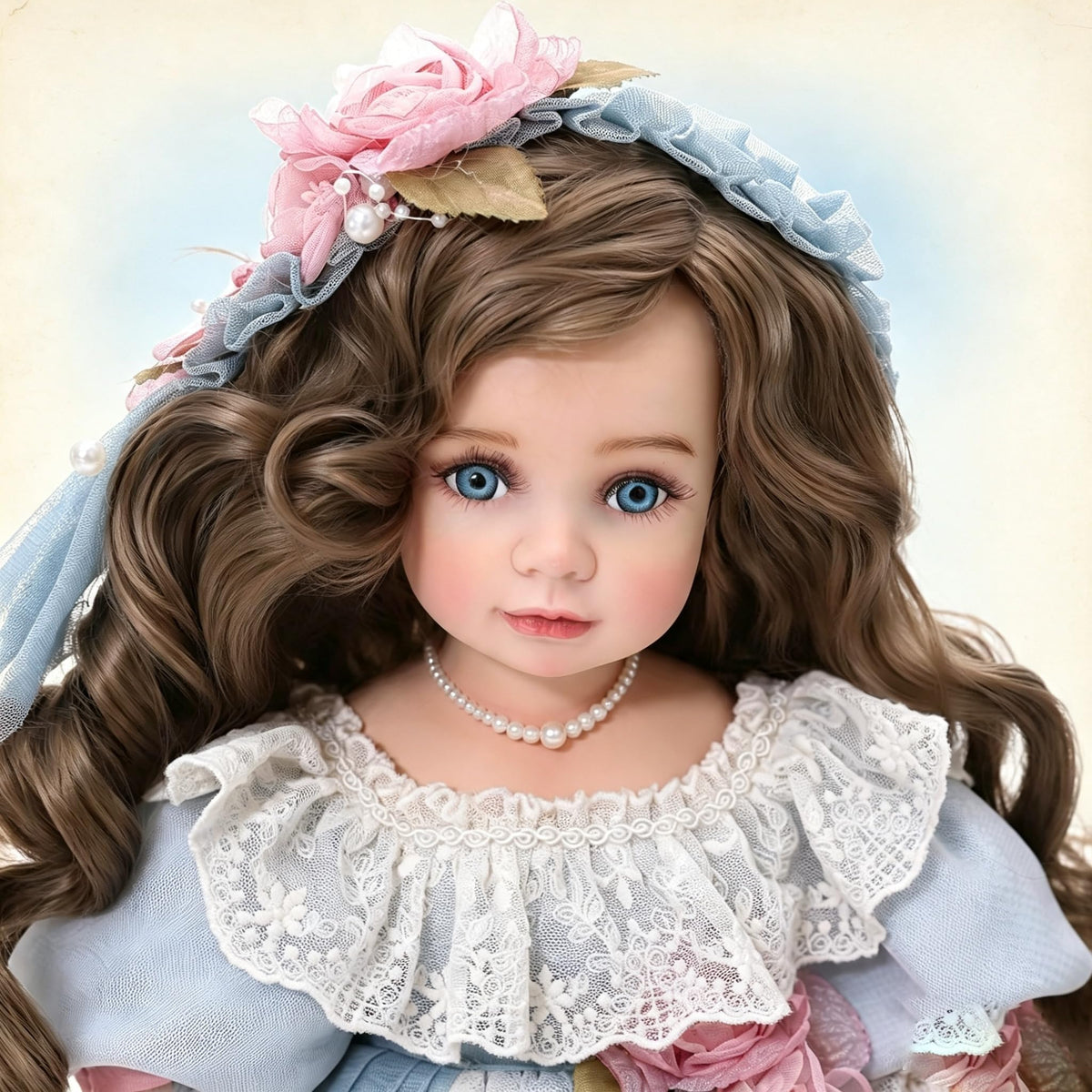 Arlinao Olivier Blue 18in Handcrafted European Vintage Porcelain Figurine