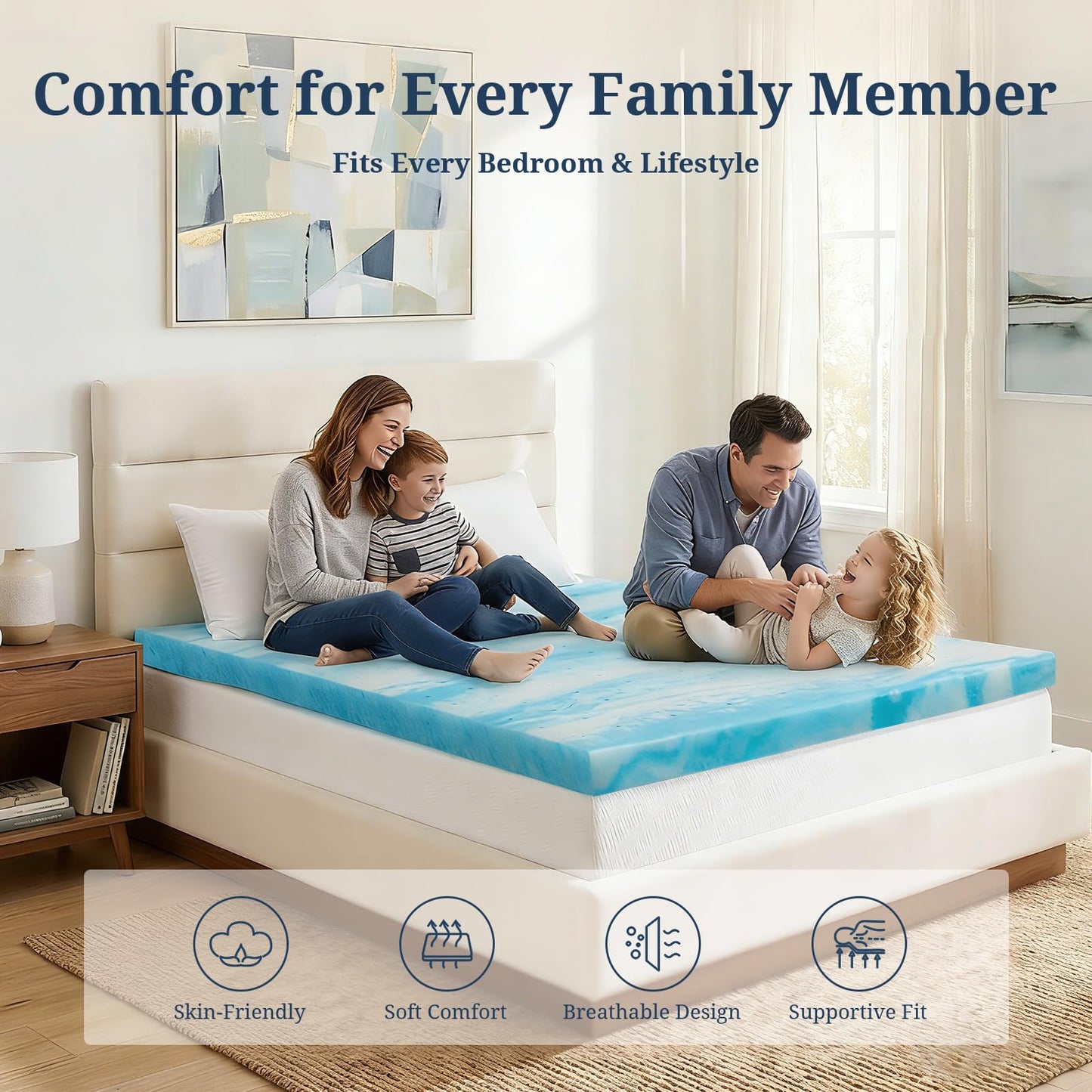 IULULU King Size Mattress Topper, 2 Inch Gel Memory Foam Topper, Light Comfort Upgrade, CertiPUR-US Certified