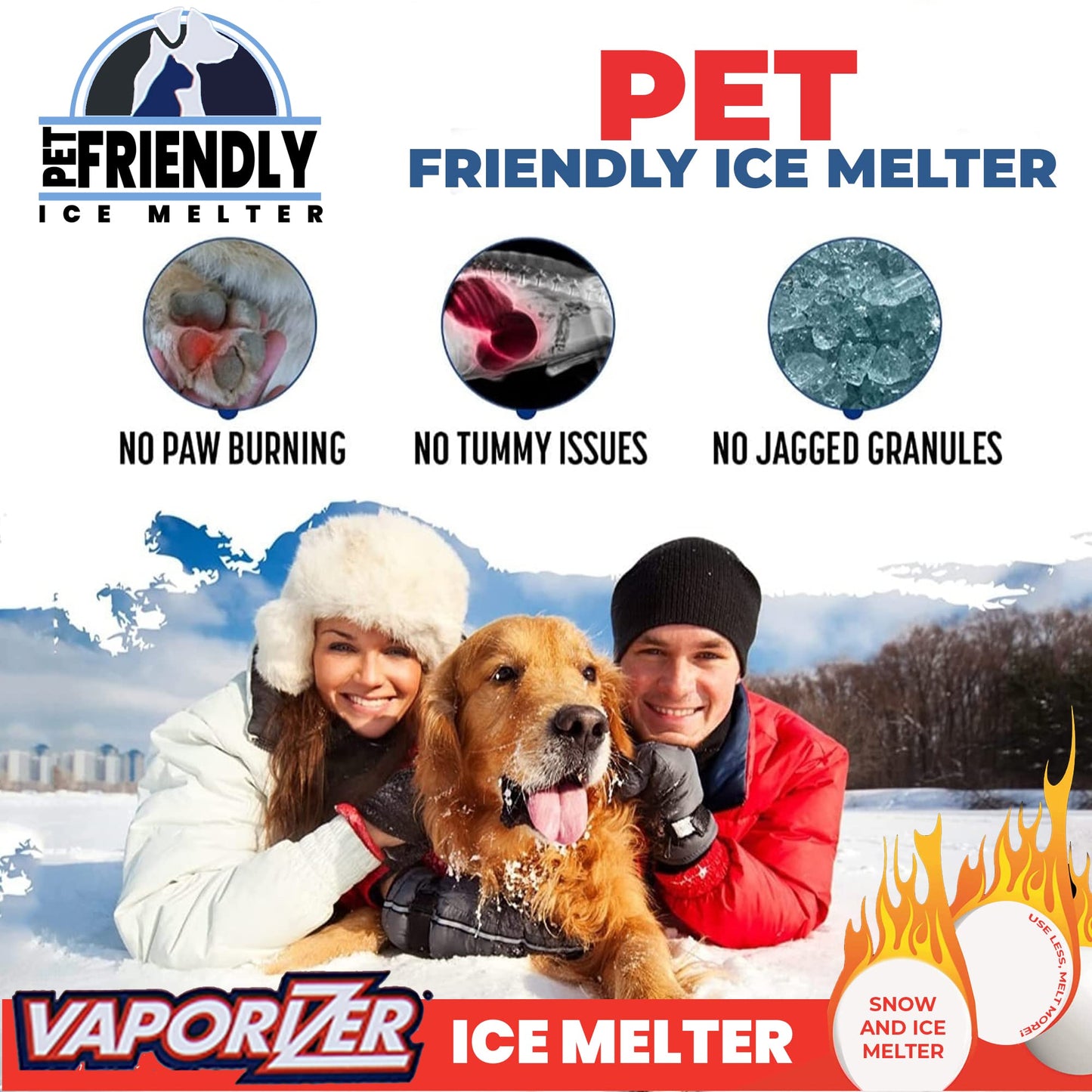Snow & Ice Melter Pet Safe & Paws 100% Salt Free - Safe for Dogs & Cats - Effective to -25°F 8lb Shaker Jug